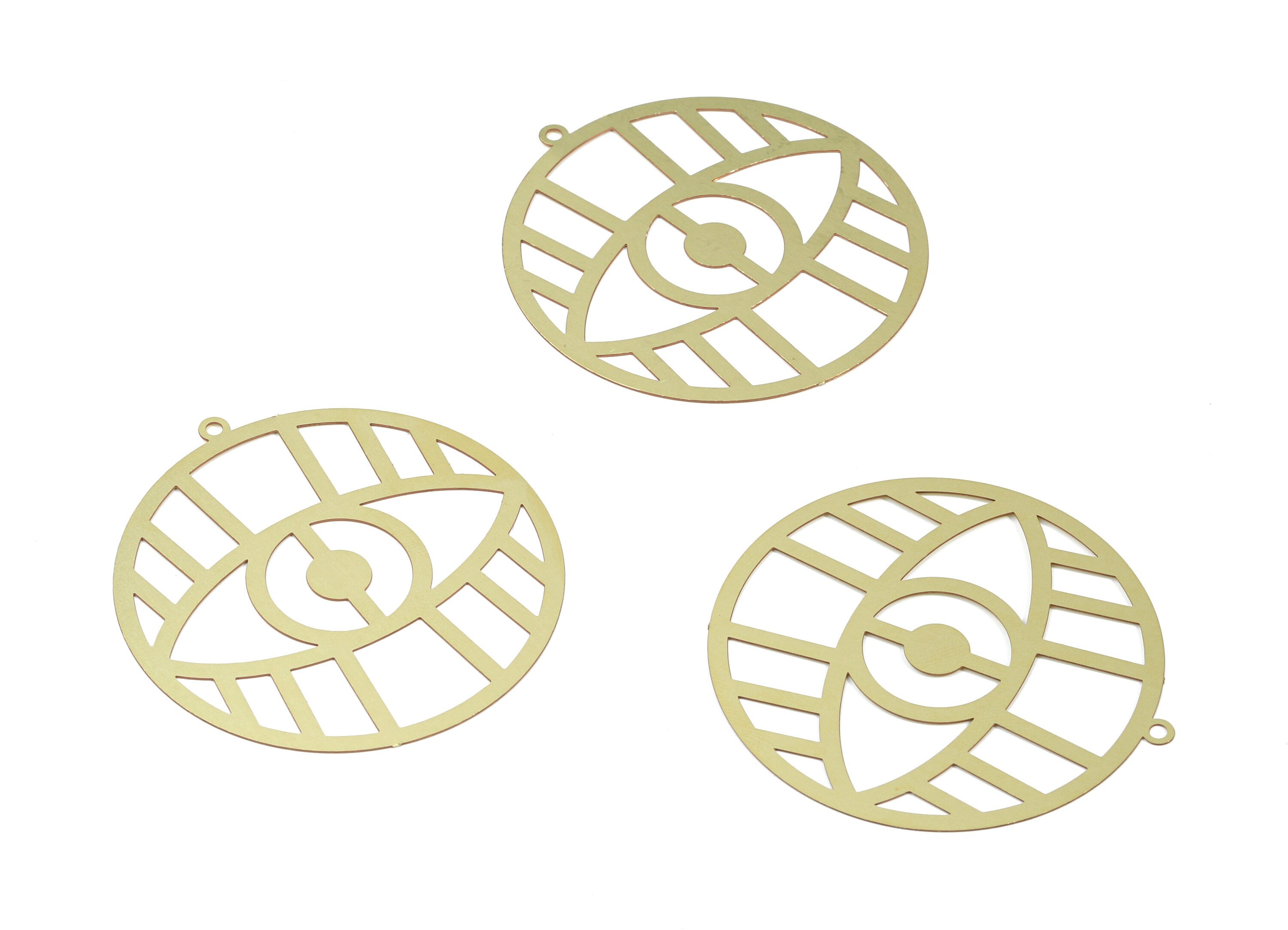 Brass Eye Round Earring Charms - Raw Brass Eye Pendant - Earring Findings - Jewelry Supplies - 47.64x44.97x0.3mm - JJA4560 - DOMEDBAZAAR