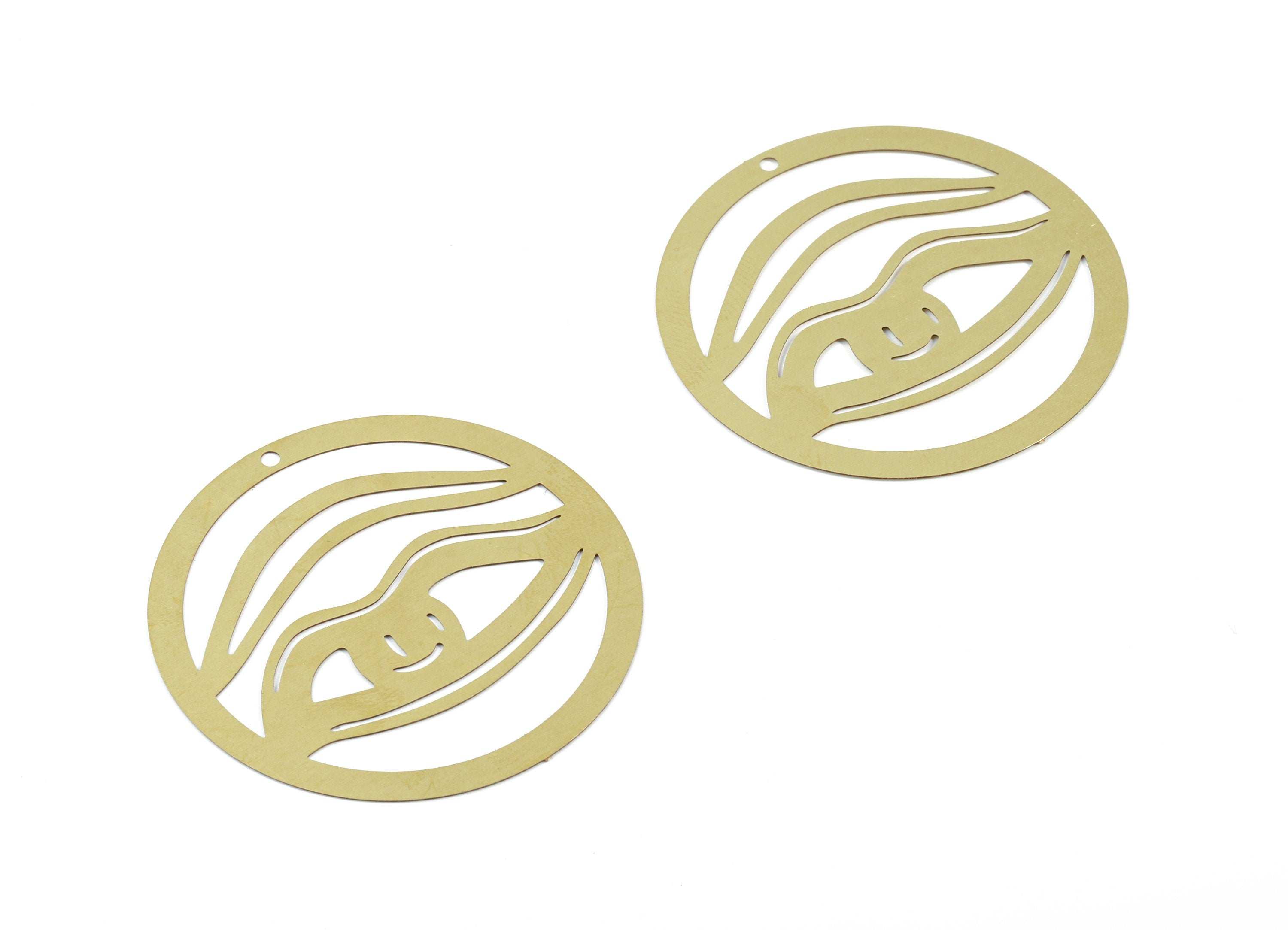 Brass Eye Round Earring Charms - Raw Brass Eye Pendant - Earring Findings - Jewelry Supplies - 40x40x0.3mm - JJB5858 - DOMEDBAZAAR