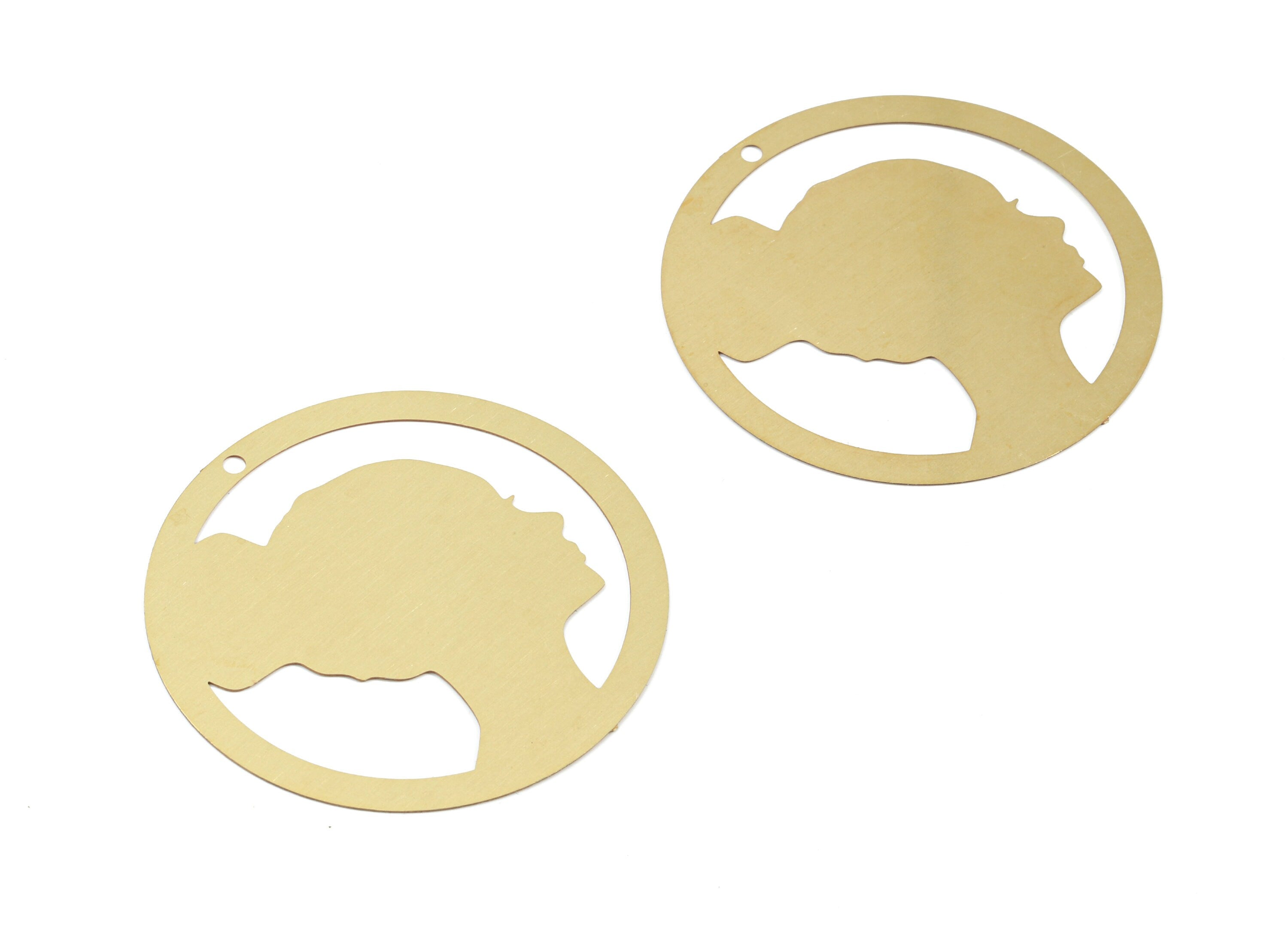Brass Woman Shade Earring Charms - Raw Brass Woman Shade Pendant - Earring Findings - Jewelry Supplies - 39.92x39.92x0.3mm - JJB5857 - DOMEDBAZAAR