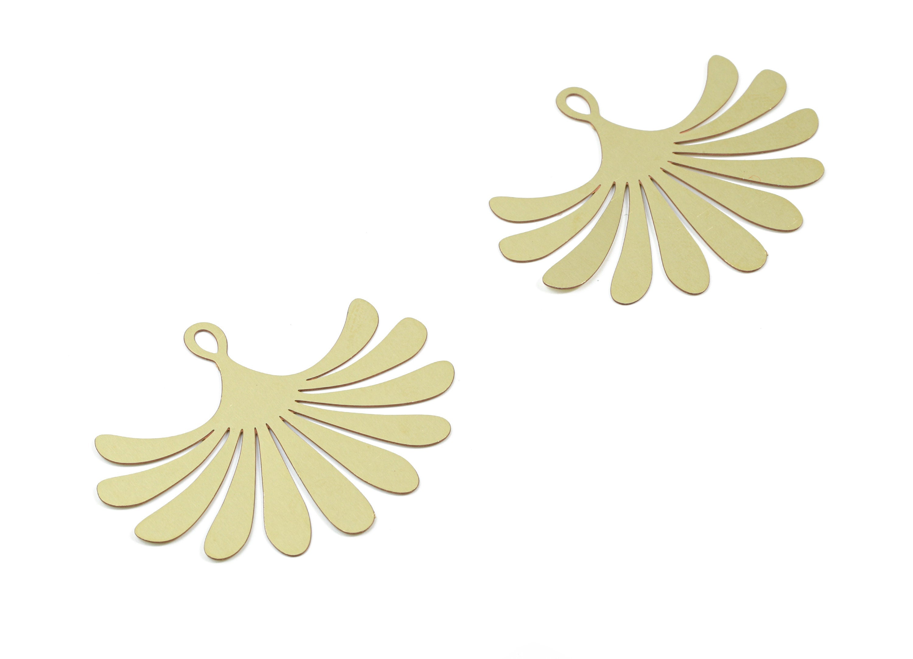 Brass Flower Earring Charms - Raw Brass Flower Pendant - Earring Findings - Jewelry Supplies - 35.3x28.9x0.3mm - JJB5854 - DOMEDBAZAAR