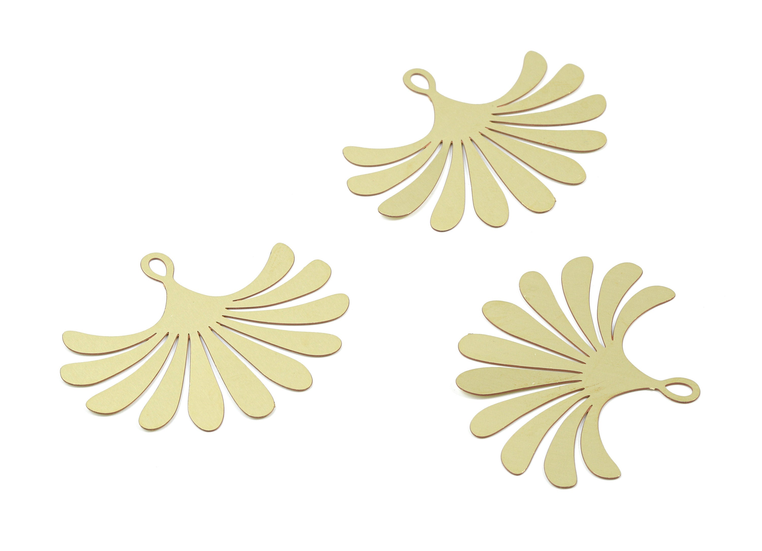Brass Flower Earring Charms - Raw Brass Flower Pendant - Earring Findings - Jewelry Supplies - 35.3x28.9x0.3mm - JJB5854 - DOMEDBAZAAR