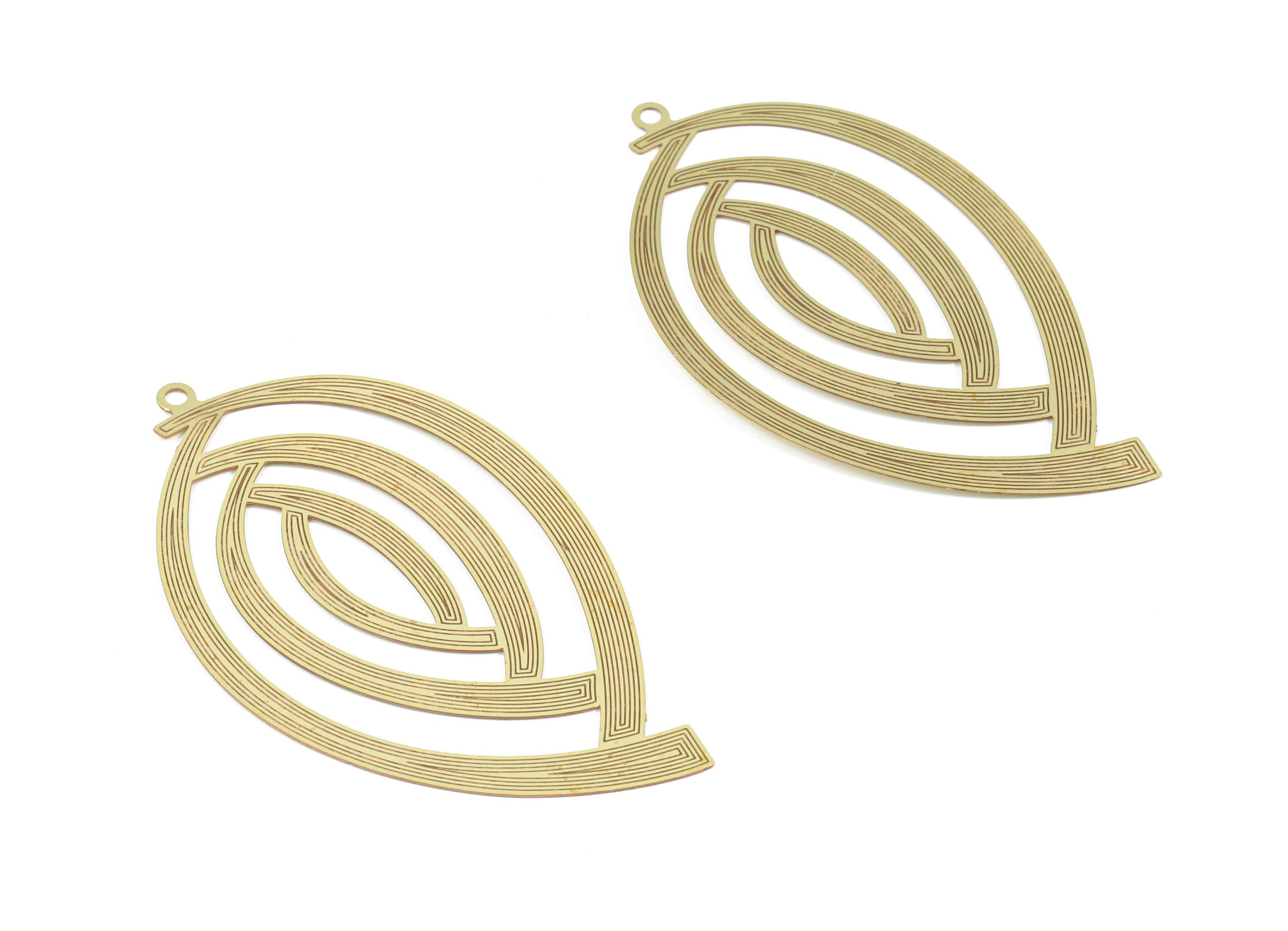 Brass Oval Earring Charms - Raw Brass Oval Pendant - Earring Findings - Jewelry Supplies - 52.95x30x0.3mm - JJB5674 - DOMEDBAZAAR