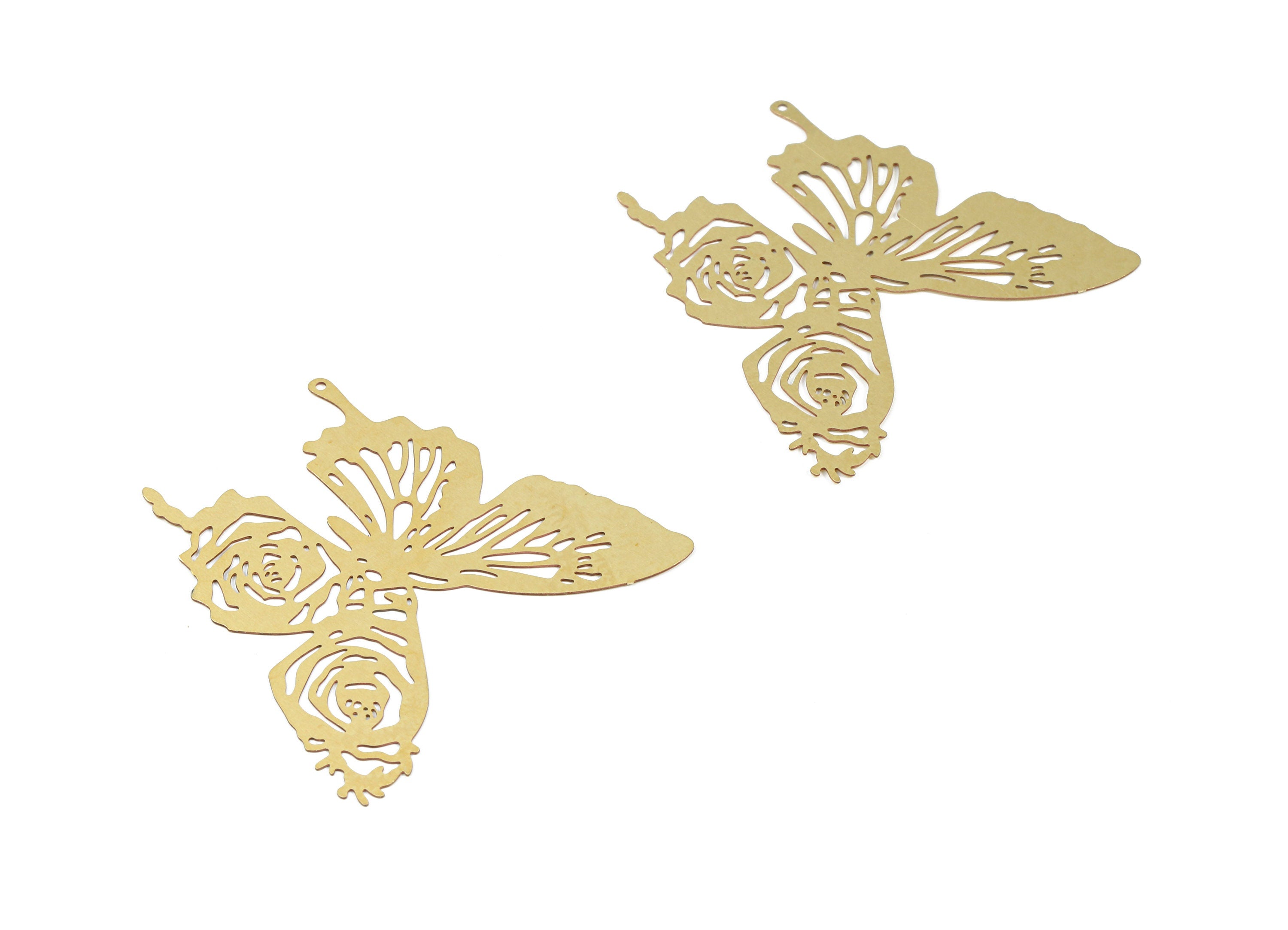 Brass Butterfly Earring Charms - Raw Brass Butterfly Pendant - Earring Findings - Jewelry Supplies - 41.7x41x0.3mm - JJB5637 - DOMEDBAZAAR