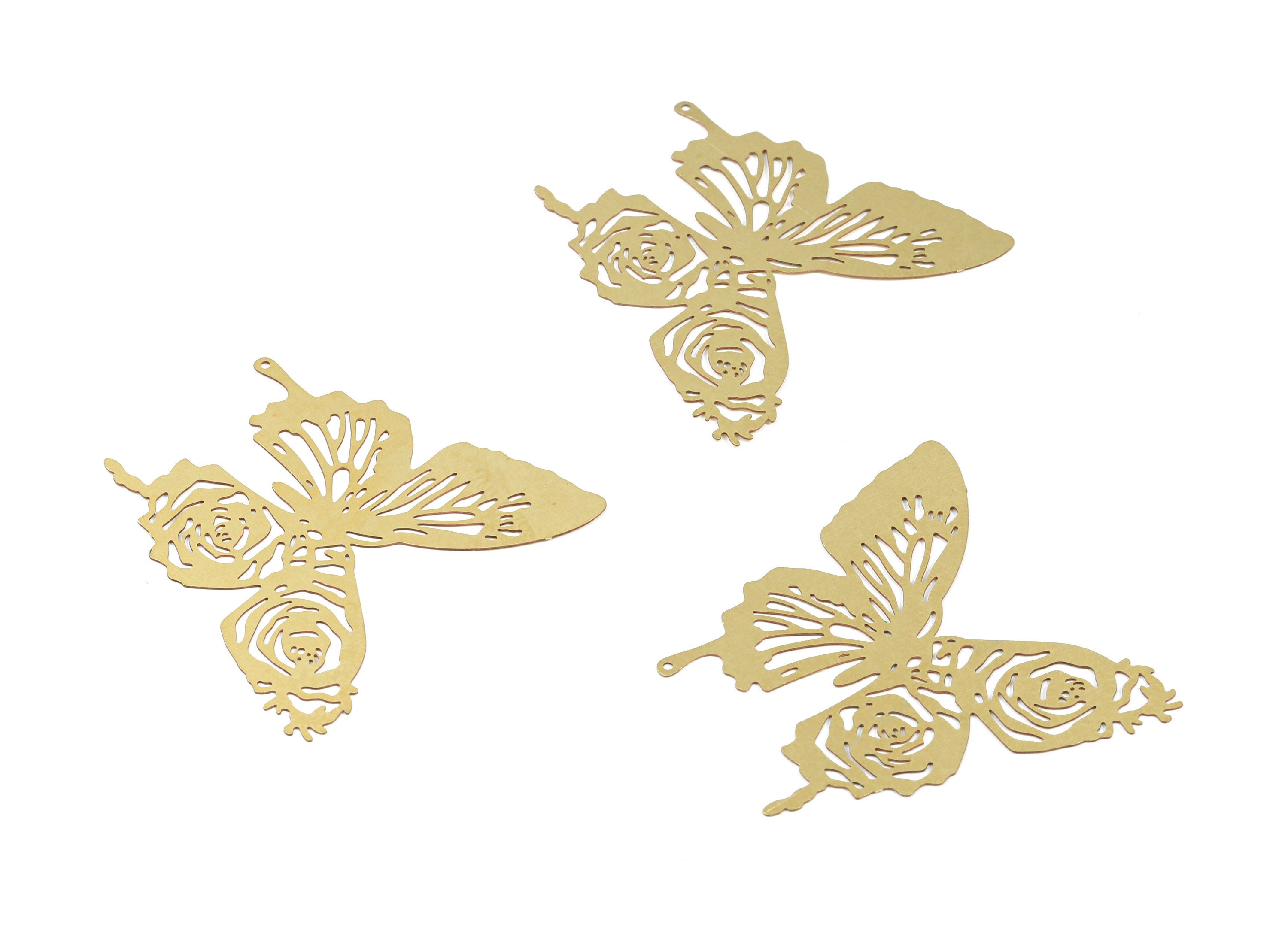 Brass Butterfly Earring Charms - Raw Brass Butterfly Pendant - Earring Findings - Jewelry Supplies - 41.7x41x0.3mm - JJB5637 - DOMEDBAZAAR