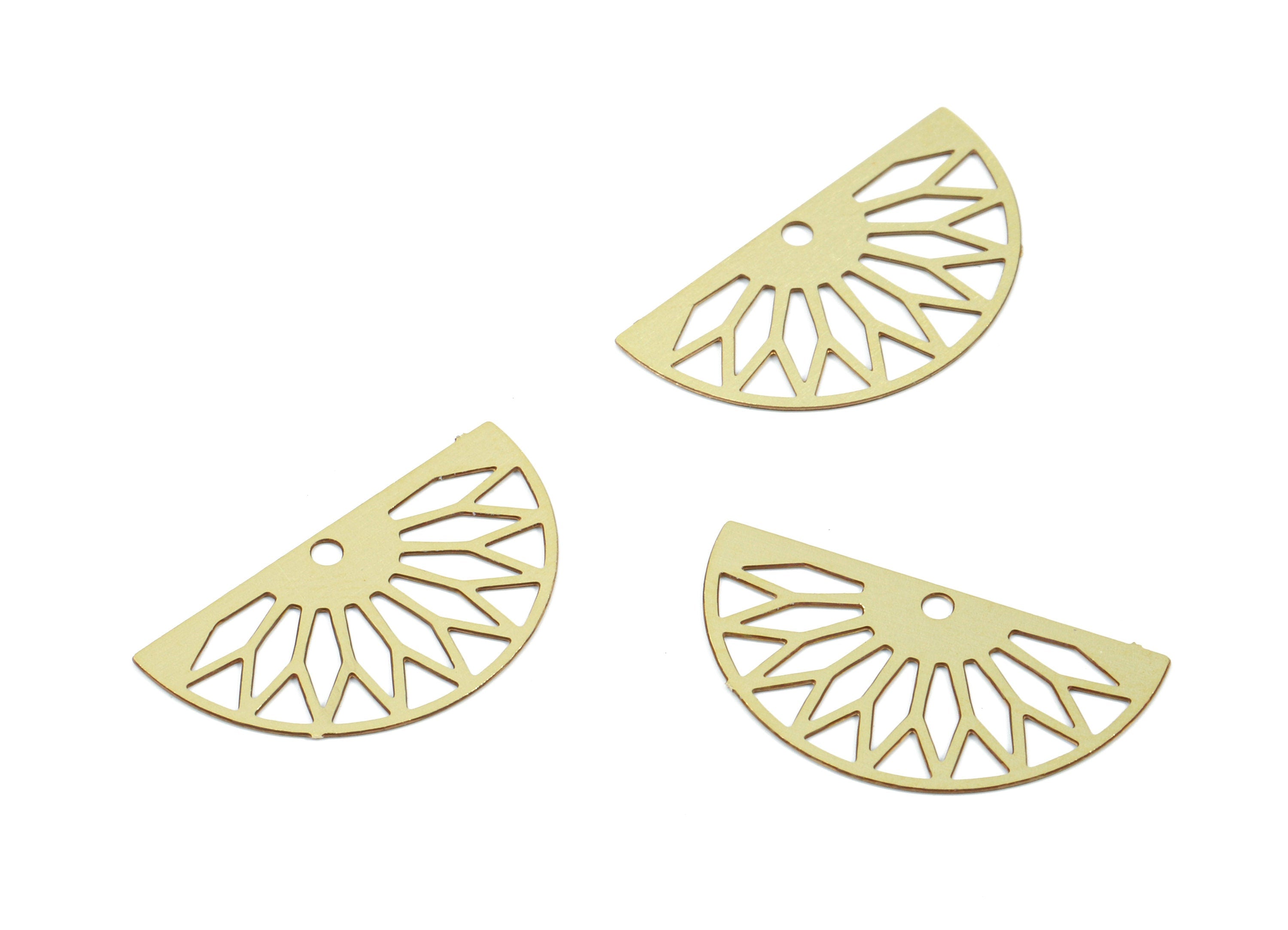 Brass Fan Earring Charms - Raw Brass Semicircle Pendant - Earring Findings - Jewelry Supplies - 19x10.3x0.3mm - JJC10547 - DOMEDBAZAAR