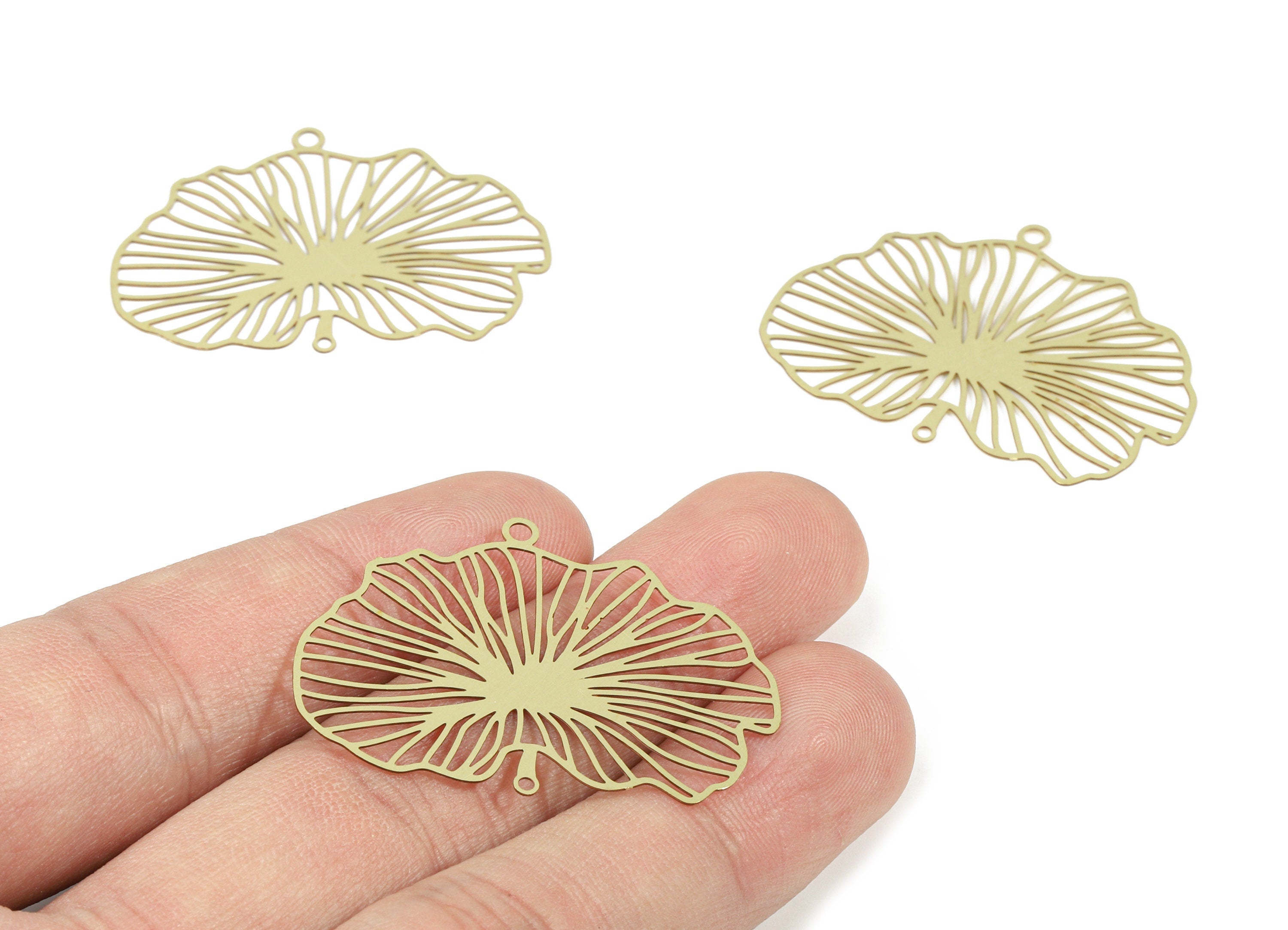Brass Leaf Connector - Raw Brass Leaf Earring Connector - Earring Findings - Jewelry Supplies - 39.45x28.05x0.32mm - JJB5601 - DOMEDBAZAAR