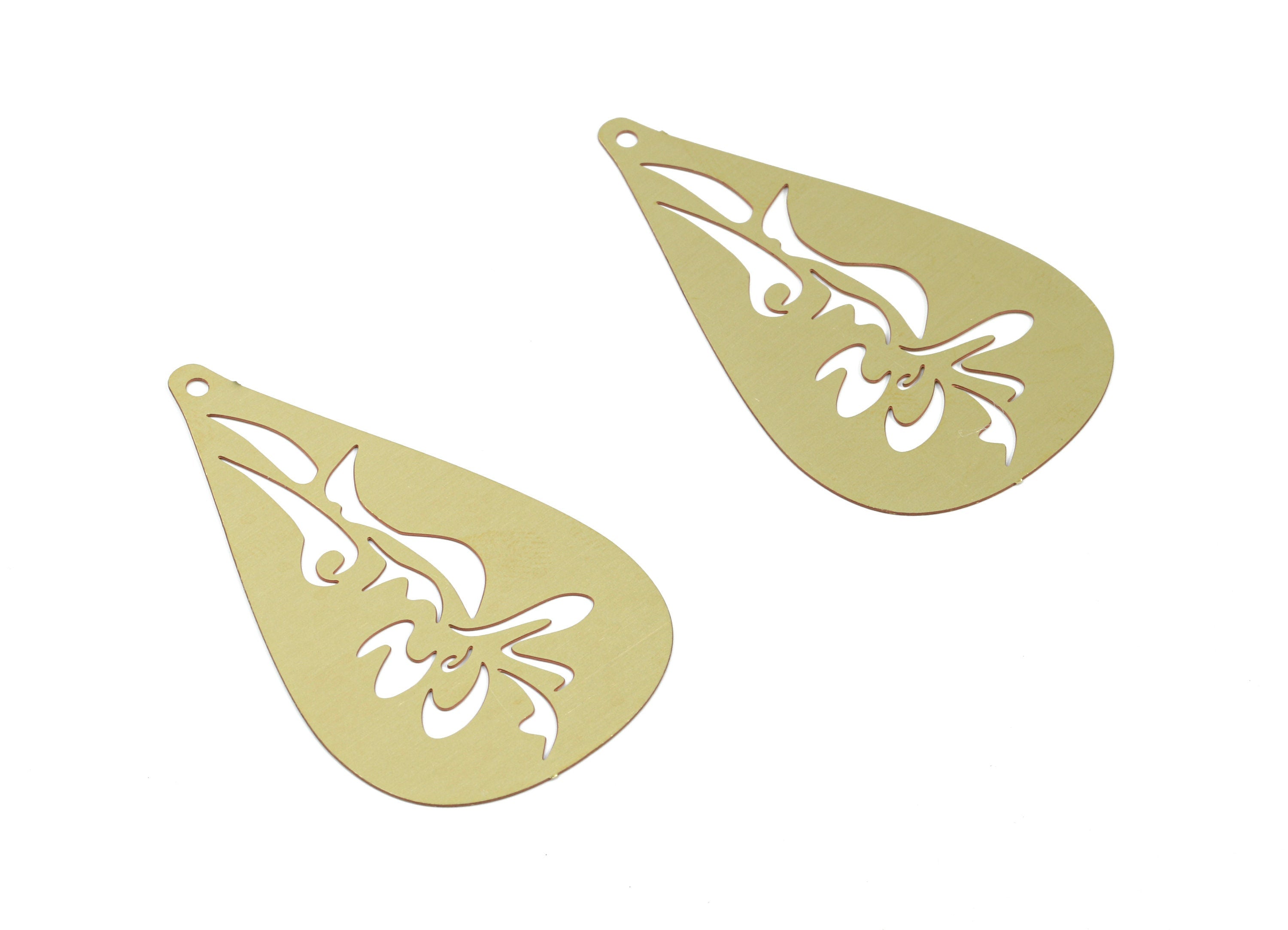 Brass Sun Drop Earring Charms - Raw Brass Drop Pendant - Earring Findings - Jewelry Supplies - 44.3x26.9x0.3mm - JJB5872 - DOMEDBAZAAR