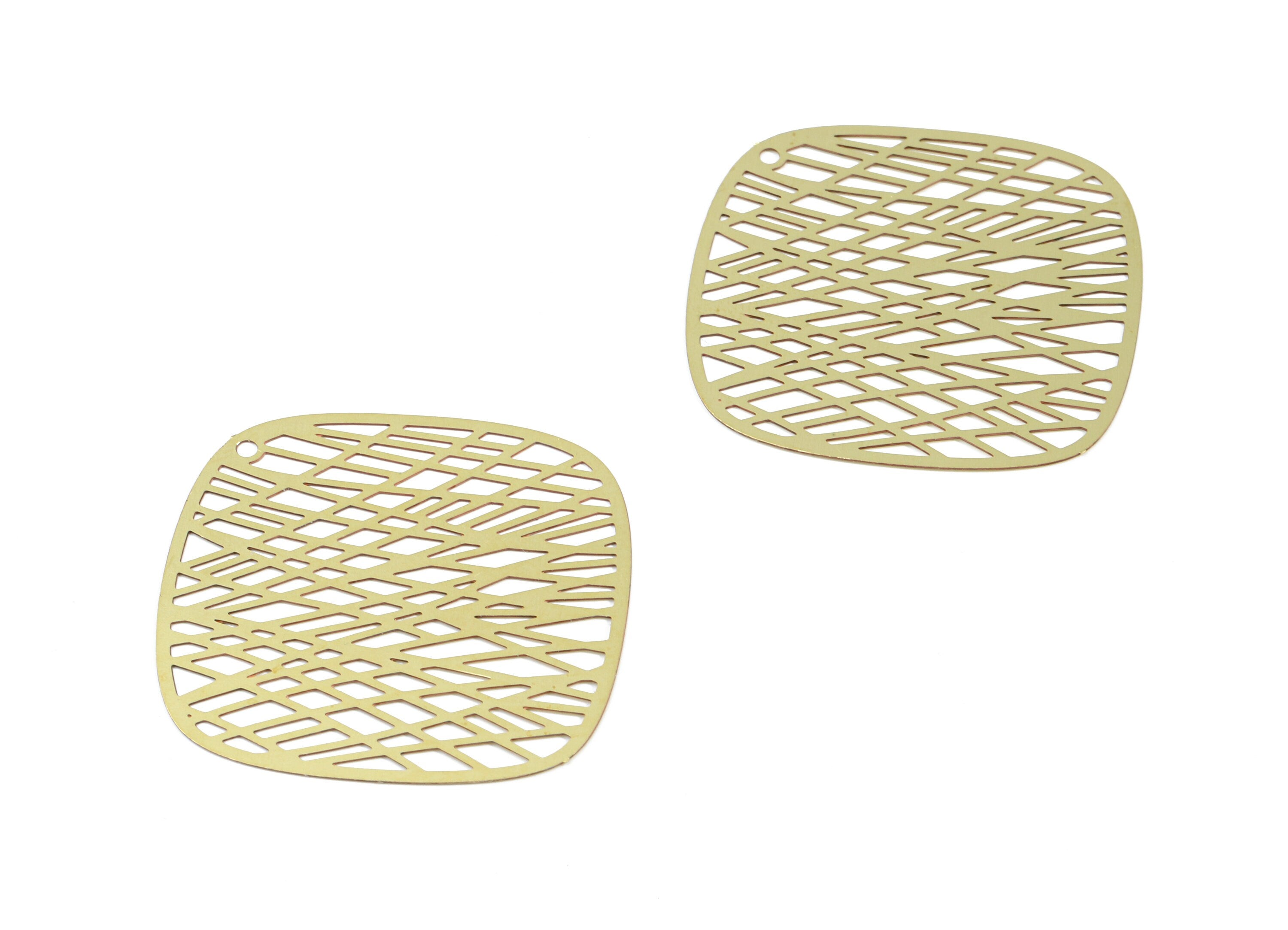 Brass Square Earring Charms - Raw Brass Mesh Square Pendant - Earring Findings - Jewelry Supplies - 34.7x34.7x0.3mm - JJB5507 - DOMEDBAZAAR