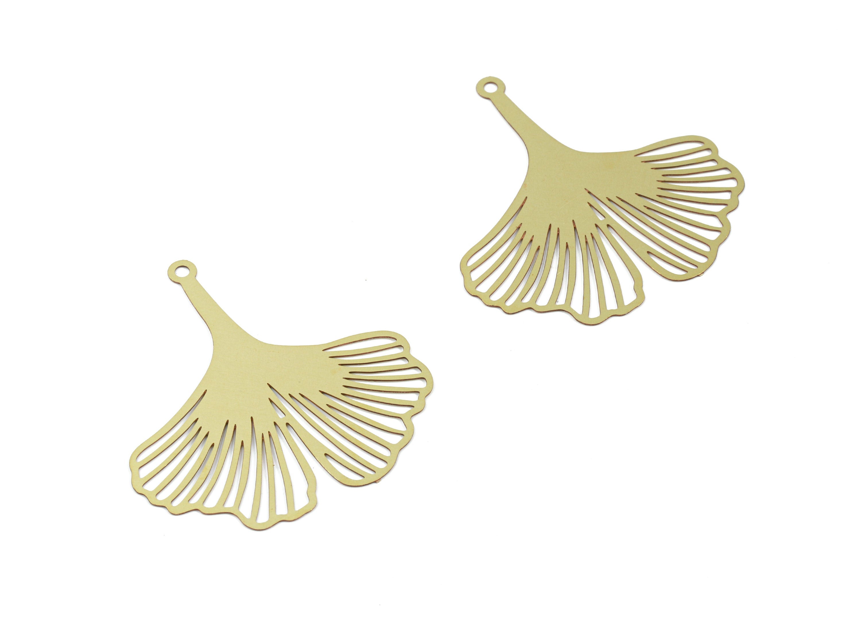 Brass Ginko Earring Charms - Raw Brass Gingko Leaf Pendant - Earring Findings - Jewelry Supplies - 31.88x30x0.38mm - JJB5276 - DOMEDBAZAAR