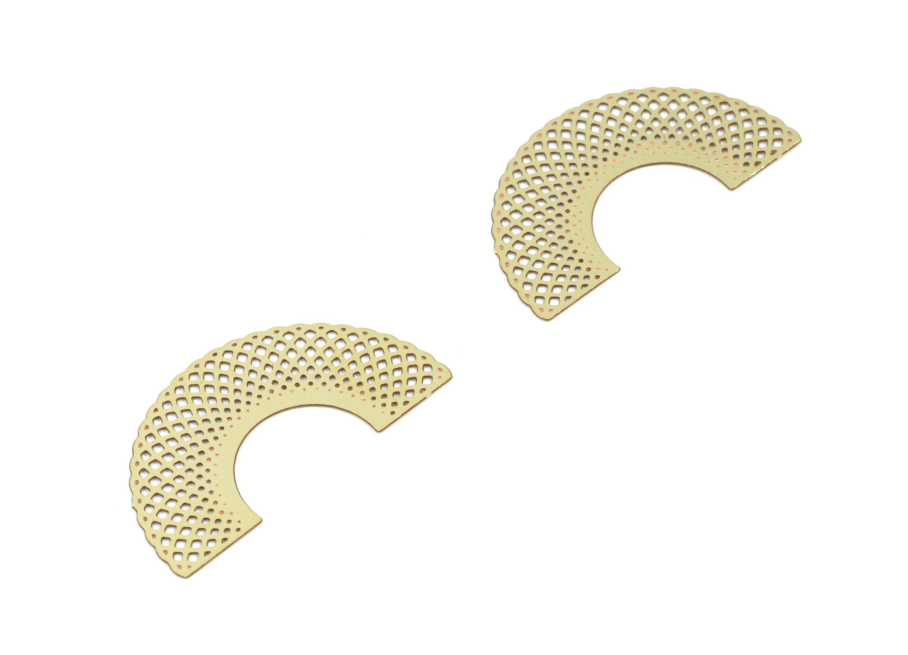 Brass Semi Circle Earring Charms - Raw Brass Half Moon Pendant - Earring Findings - Jewelry Supplies - 25x13.44mx0.3mm - JJC10193-O - DOMEDBAZAAR