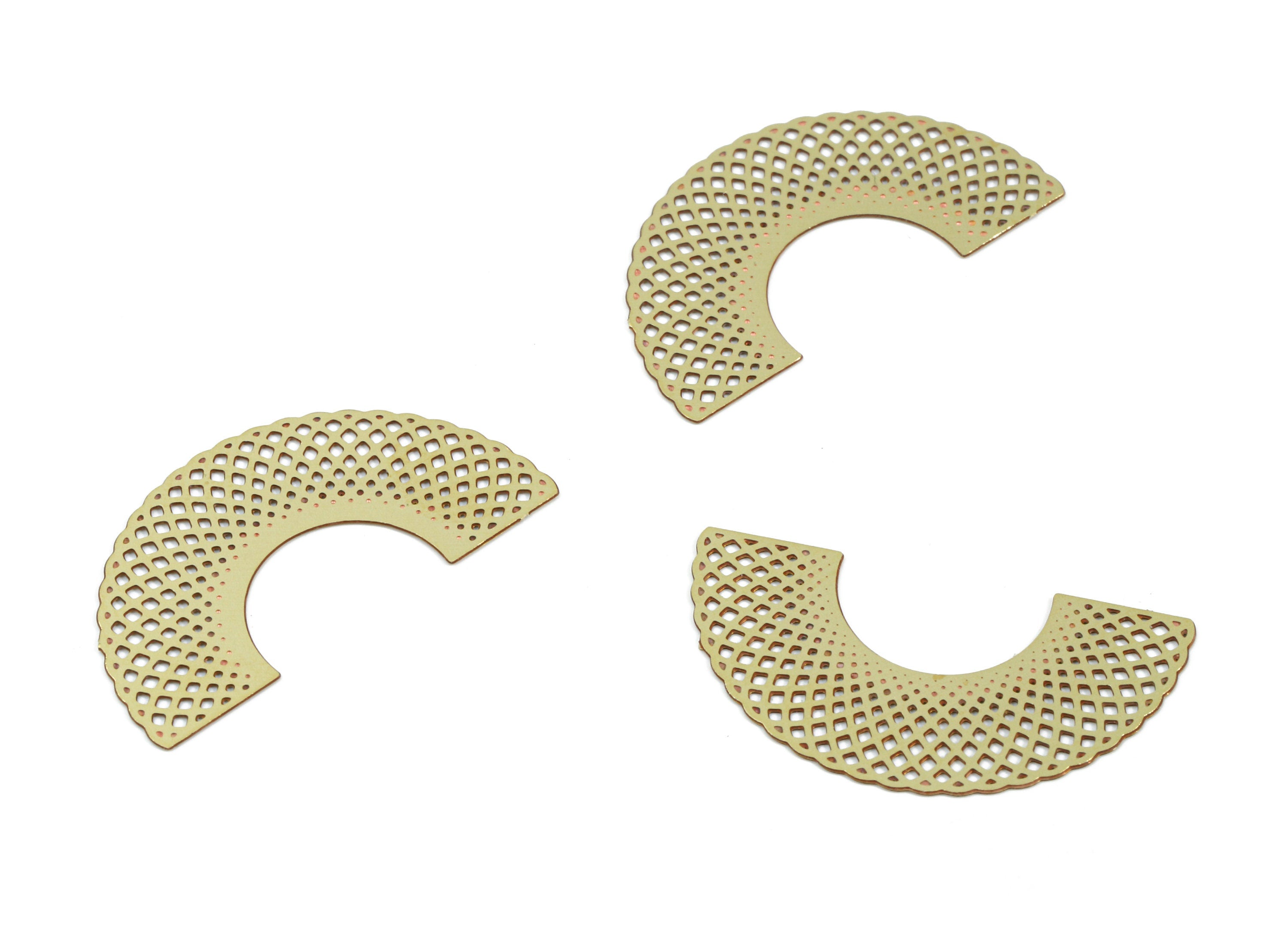 Brass Semi Circle Earring Charms - Raw Brass Half Moon Pendant - Earring Findings - Jewelry Supplies - 25x13.44mx0.3mm - JJC10193-O - DOMEDBAZAAR