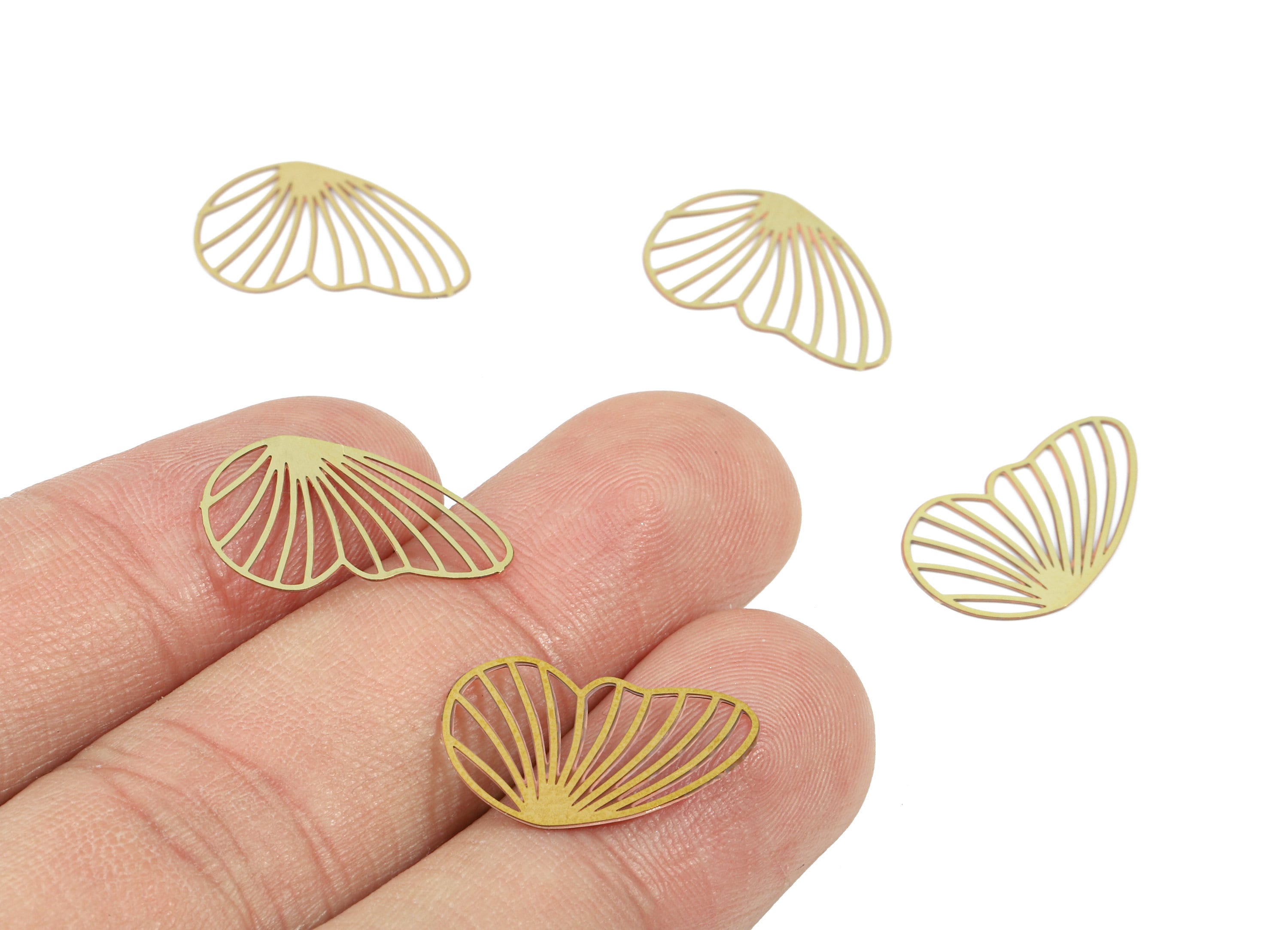 Brass Wing Earring Charms - Raw Brass Wing Charm - Earring Findings - Jewelry Supplies - 19.69x12.15x0.3mm - JJC10492 - DOMEDBAZAAR