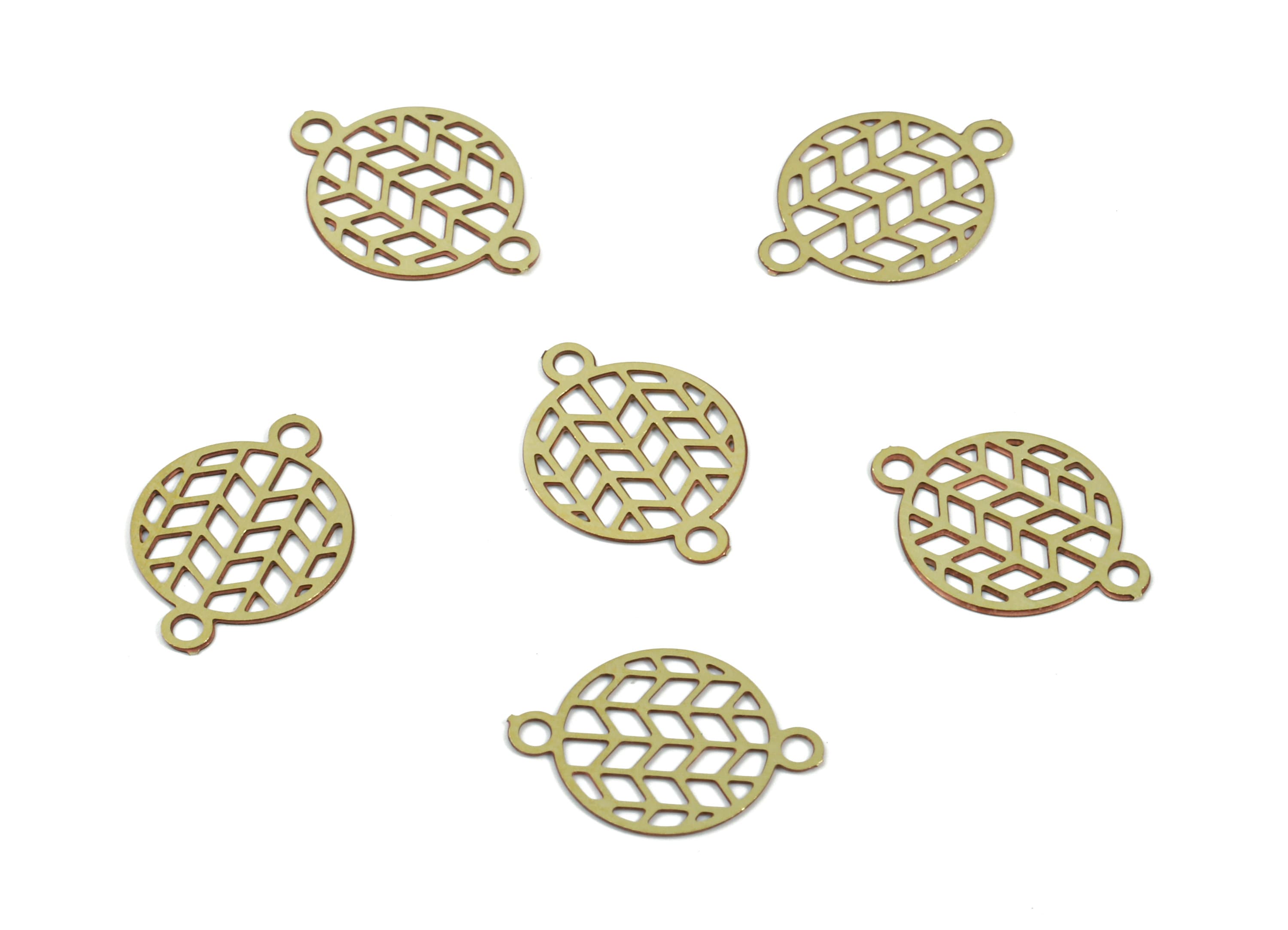 Brass Round Connector - Raw Brass Chevron Round Connectors For Bracelet Earring Necklace - Jewelry Supplies - 12.48x8.96x0.3mm - JJC10769 - DOMEDBAZAAR