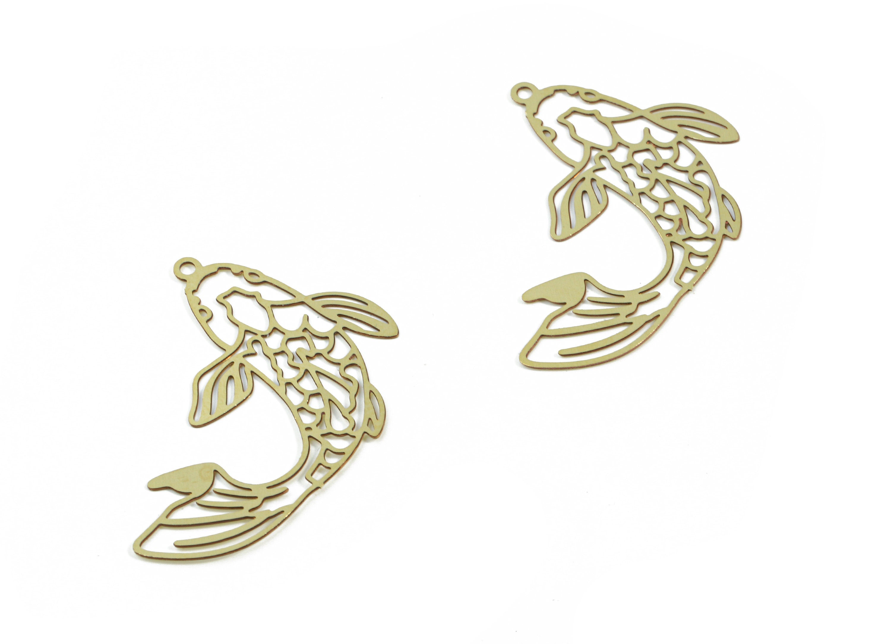 Brass Fish Earring Charms - Raw Brass Fish Pendant - Earring Findings - Jewelry Supplies - 26.9x17.3x0.3mm - JJC10665 - DOMEDBAZAAR
