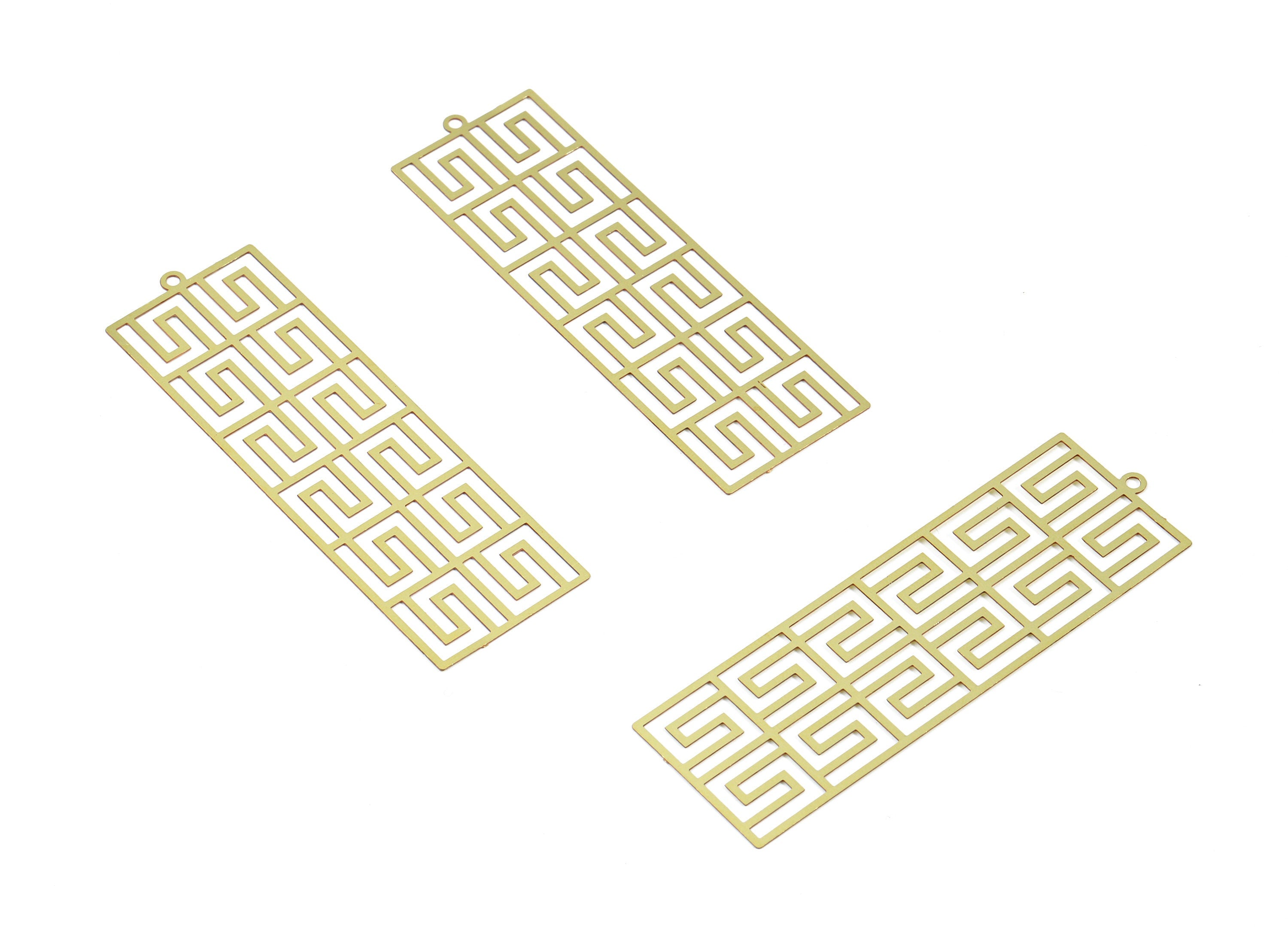 Raw Brass Rectangle Shaped Earring and Necklace Charms - Rectangle Necklace Findings - Jewelry Supplies - 62.5x20x0.3mm - JJB3662 - DOMEDBAZAAR