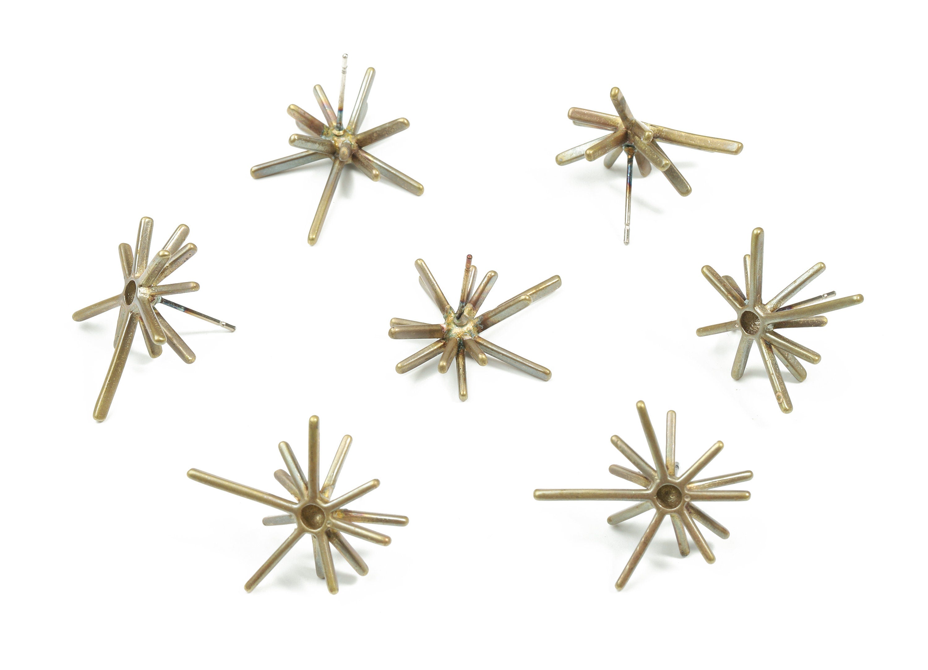 Brass Spike Earring Stud - Raw Brass Spike Earring Post - Steel Stud - Earring Post - Jewelry Supplies - 24.97x21.79x1.78mm - PP3268 - DOMEDBAZAAR