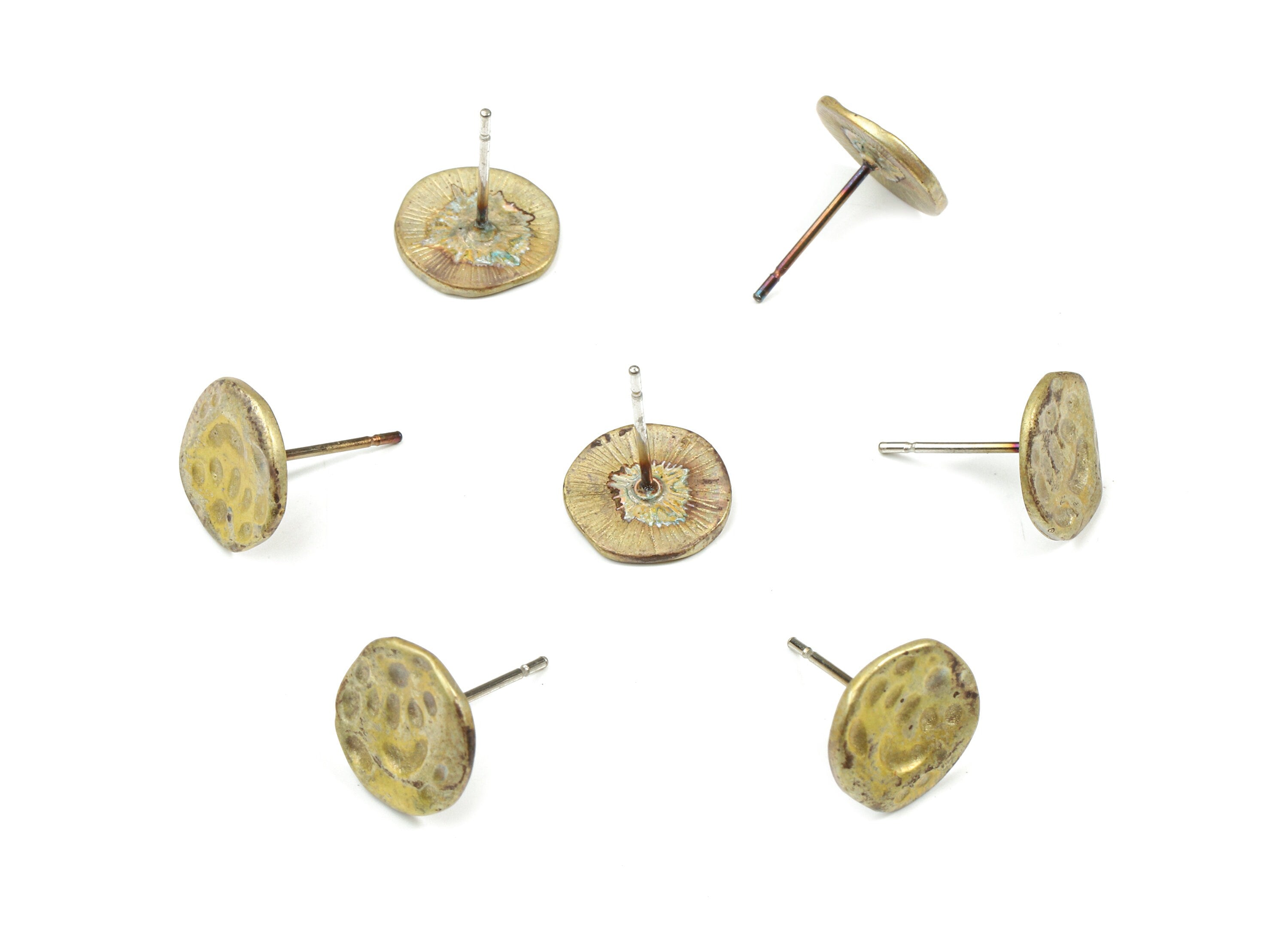 Brass Round Earring Stud With Loop - Raw Brass Round Earring Post - Steel Stud - Earring Post - Jewelry Supplies - 10.2x10.5x0.91mm - PP3255 - DOMEDBAZAAR