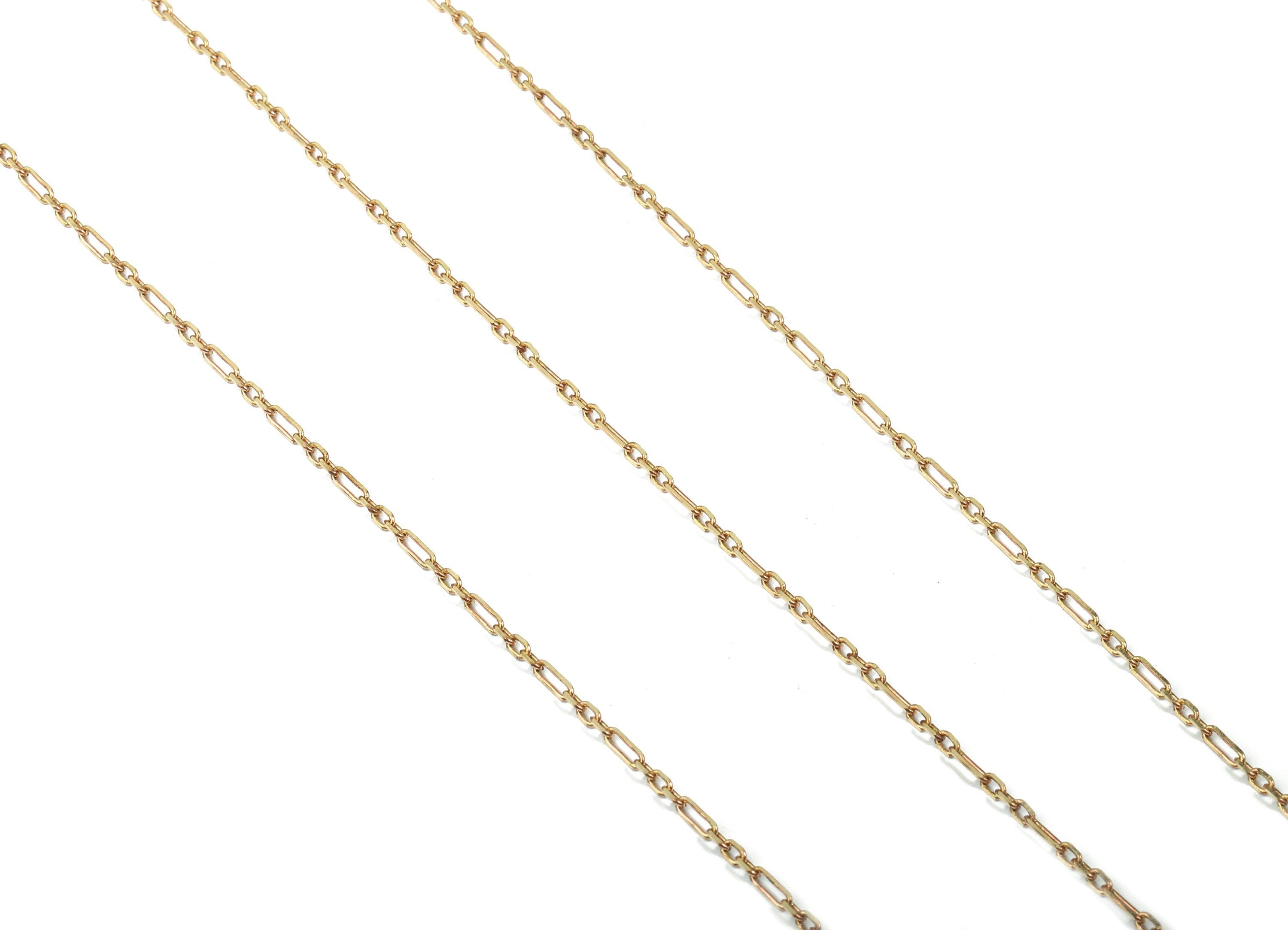 Raw Brass Link Chains - Faceted Cable  Chains - Soldered Chooker Chains - Chunky Chains - Long Oval Link - 0.22&quot; x 0.08&quot; x 0.02&quot; CC1163 - DOMEDBAZAAR