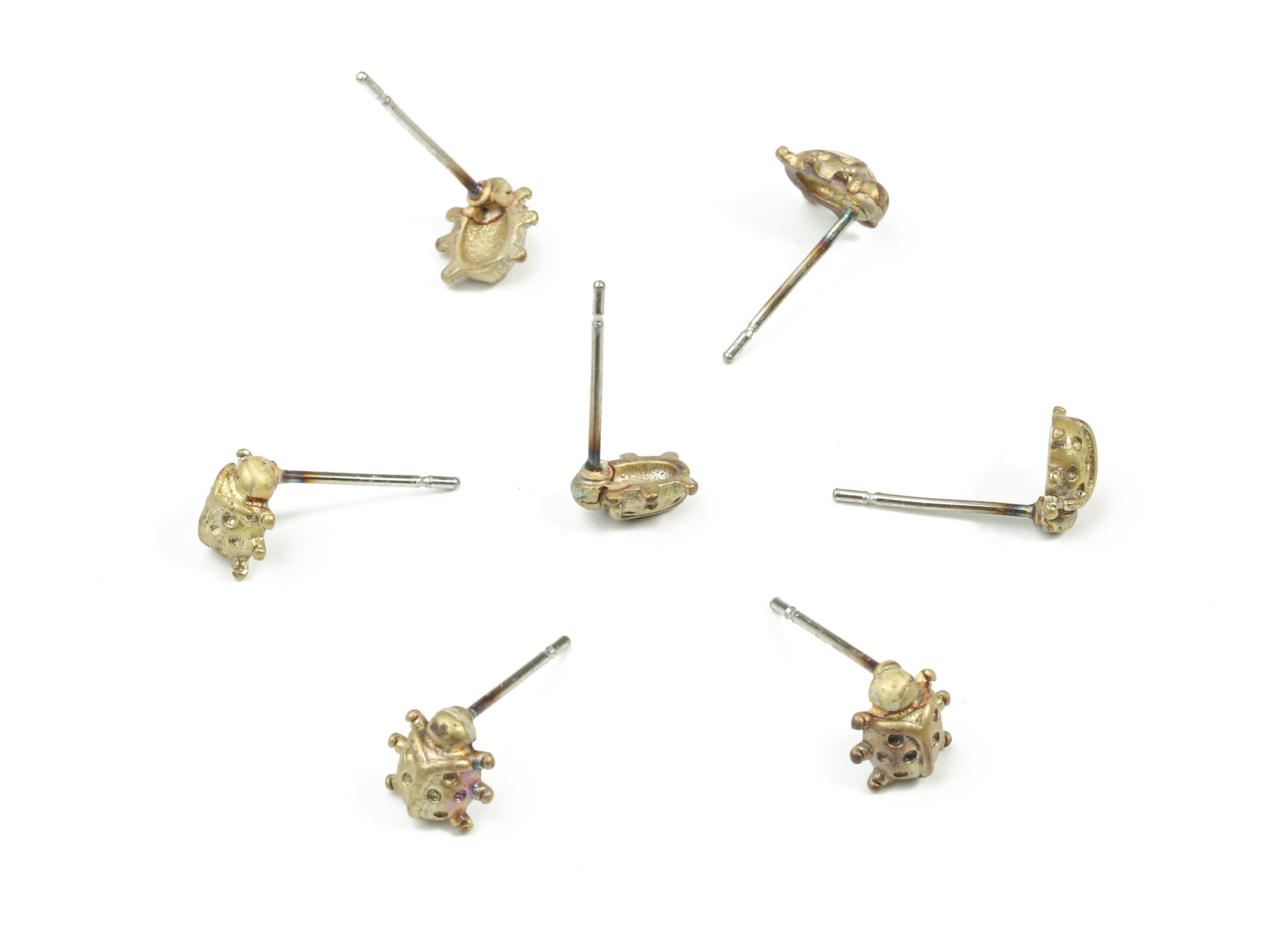Brass Ladybug Earring Stud - Raw Brass Ladybug Earring Post - Surgical Stud - Earring Post - Jewelry Supplies - 6.63x6.44x1.45mm - PP3263 - DOMEDBAZAAR
