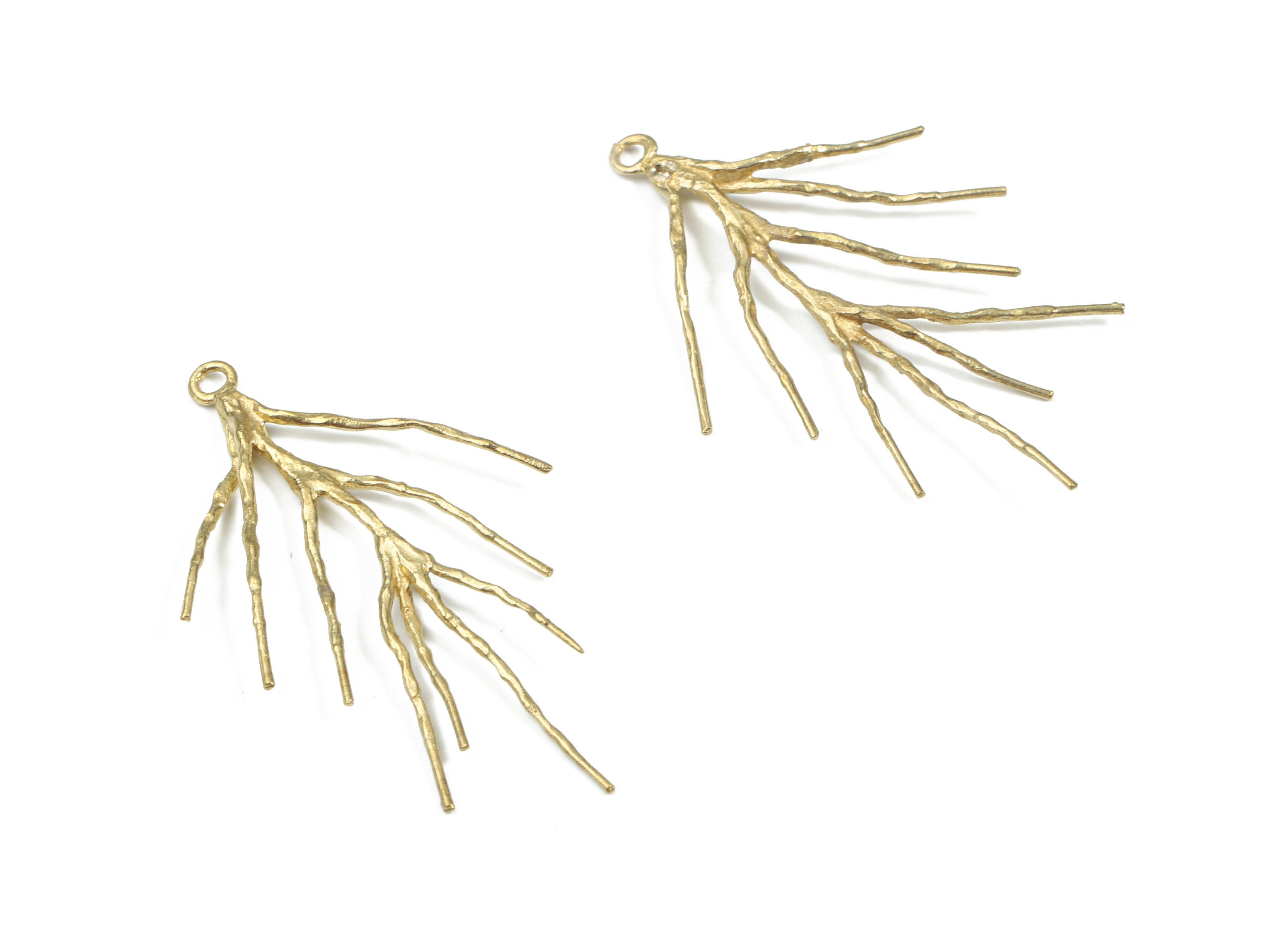 Brass Branch Earring Charms - Raw Brass Branch Pendant - Earring Findings - Jewellery Supplies - 34.56x25.42x2.08mm - PP3234 - DOMEDBAZAAR