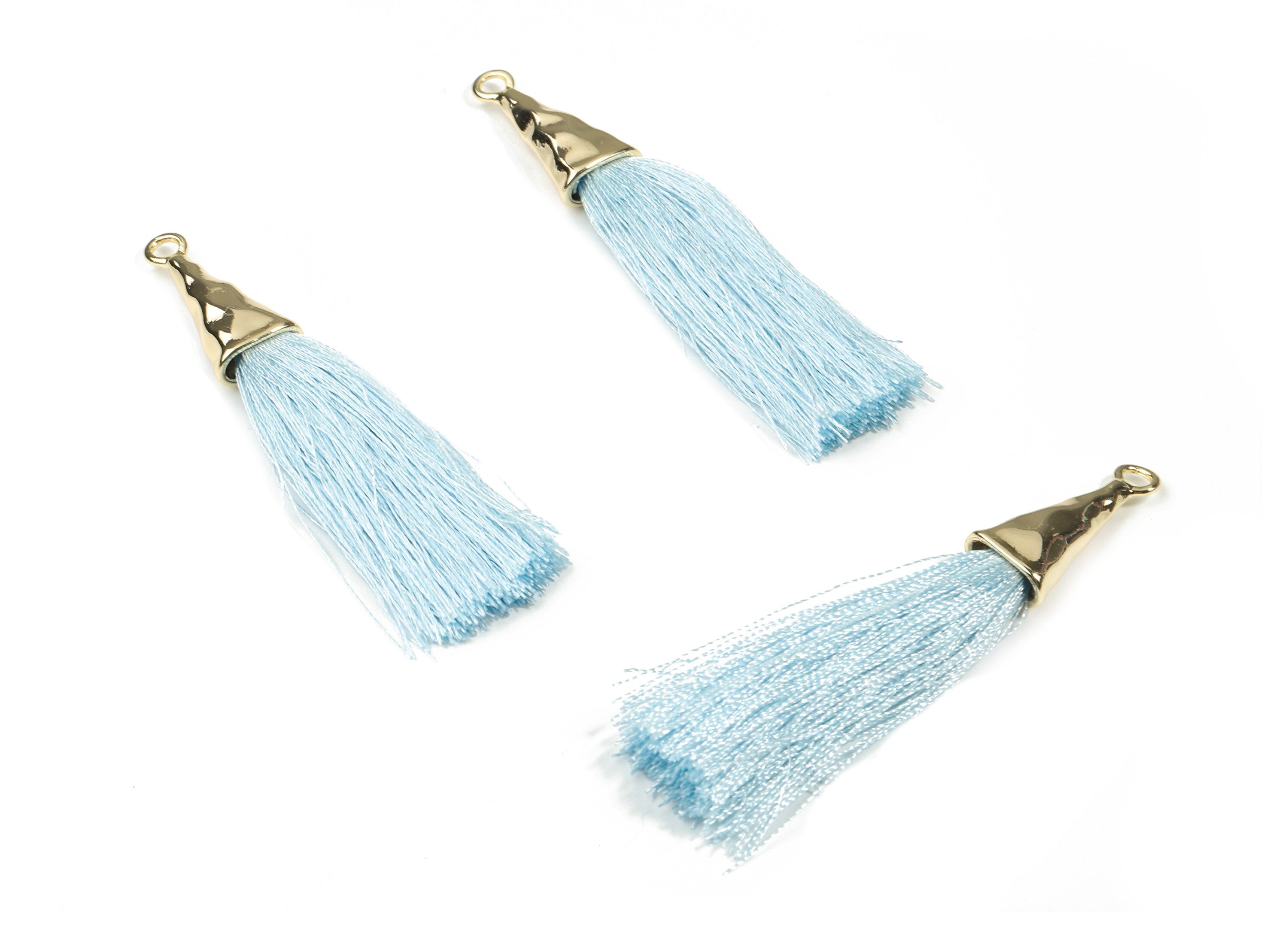 Tassel Earrings - Puffy Tassel Earring With 18K Real Gold Plating Brass Cap - Tassel Findings - Boho Charms - 62.19x35.48x5.62mm - RGP2598D - DOMEDBAZAAR