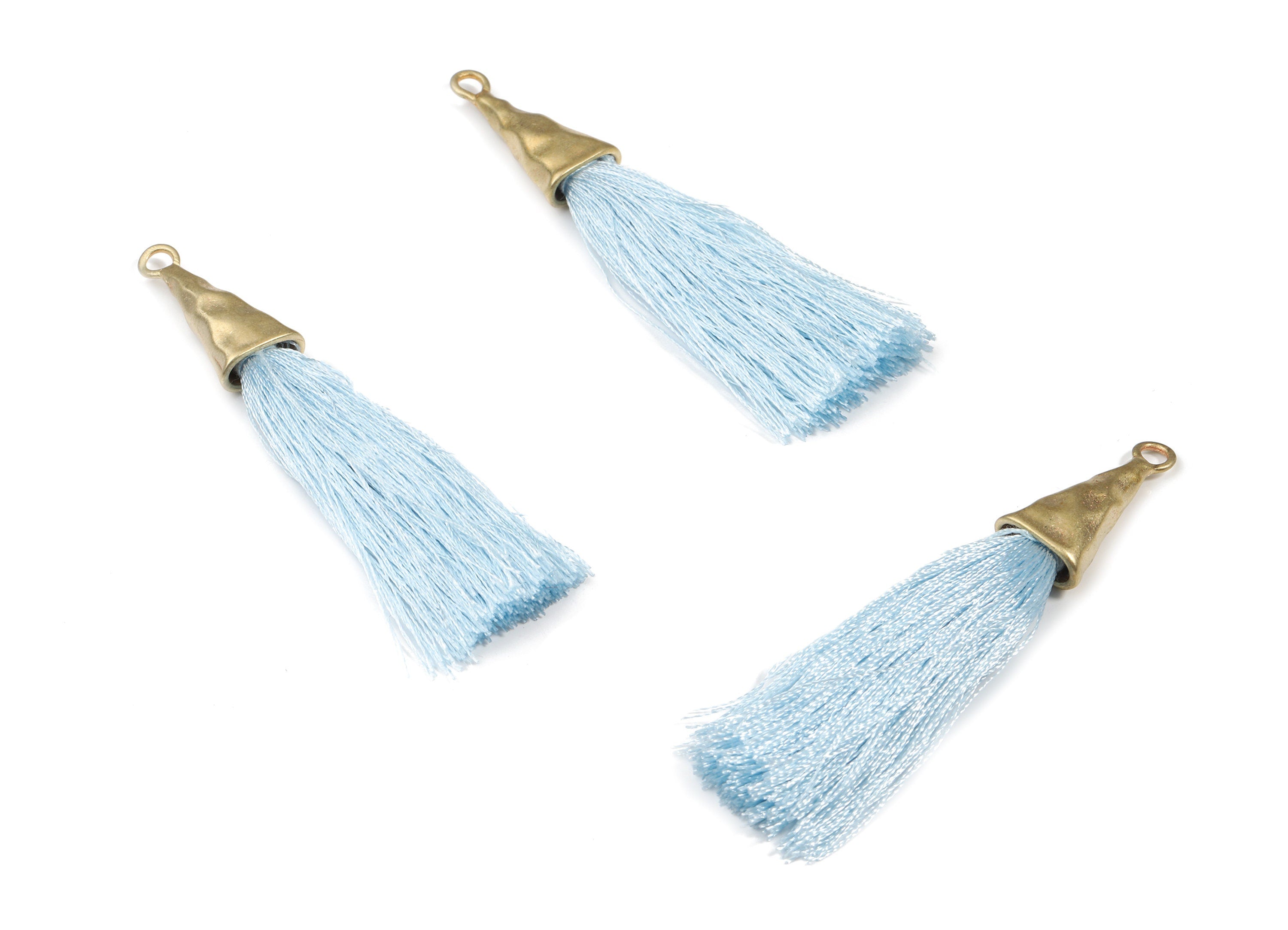 Tassel Earring - Puffy Tassel Earring With Raw Brass Cap - Tassel Findings - Boho Charms - Jewelry Supplies - 62.19x35.48x5.62mm - TS1136D - DOMEDBAZAAR