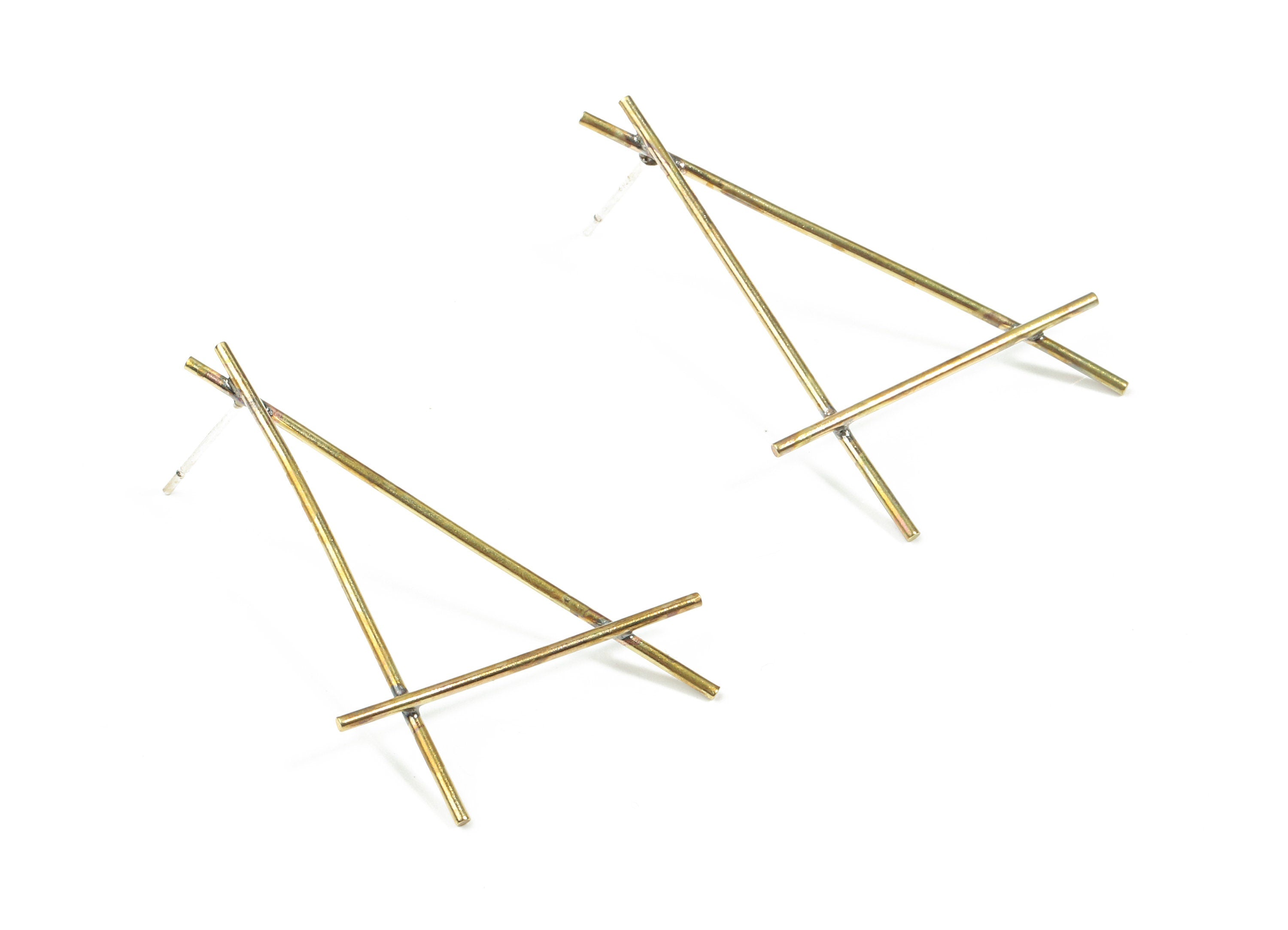 Brass Wire Earring Stud - Raw Brass Wire Earring Post - Surgical Stud - Earring Post - Jewelry Supplies - 40.01x25.22x2mm - PP3280 - DOMEDBAZAAR