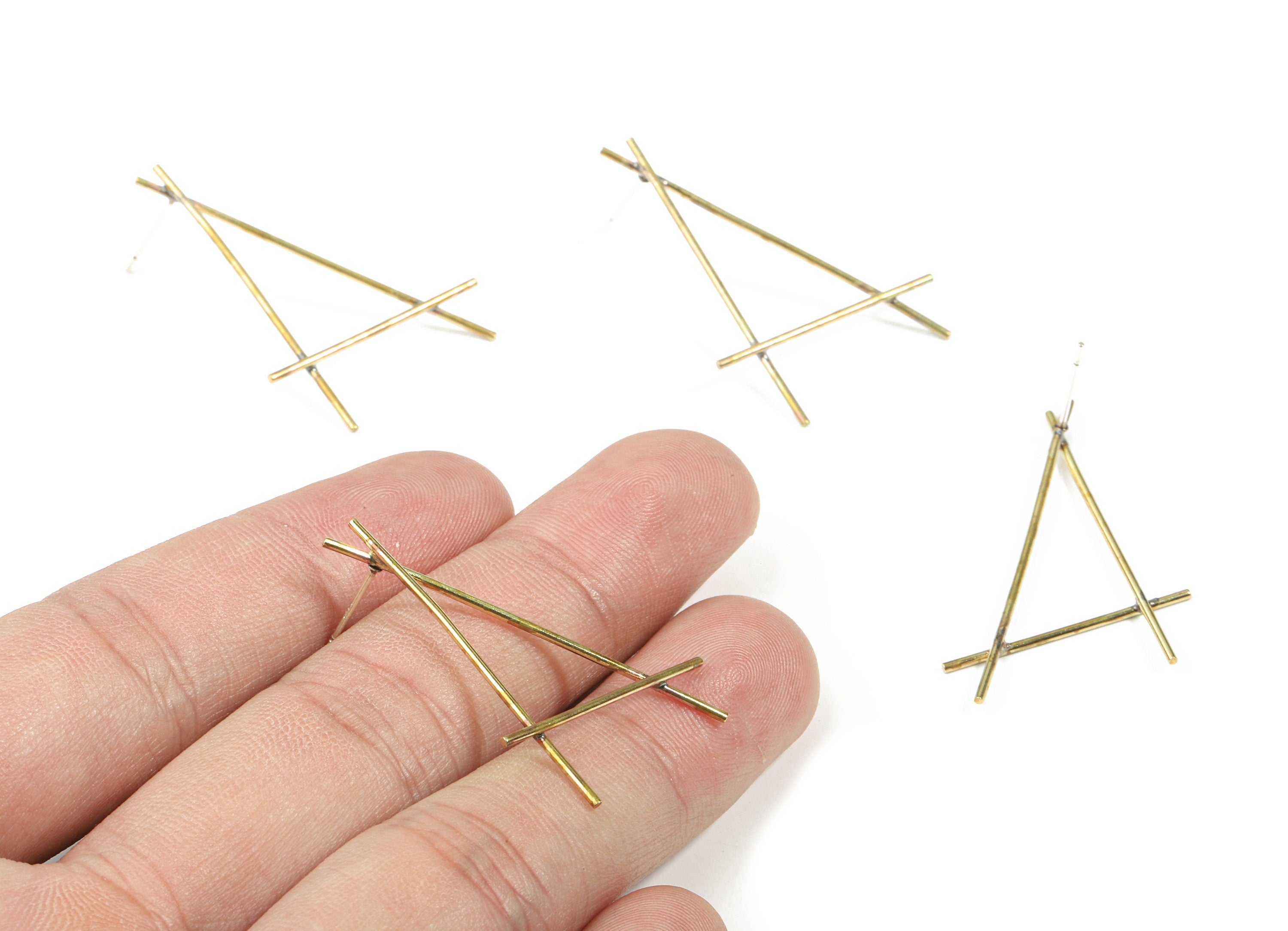 Brass Wire Earring Stud - Raw Brass Wire Earring Post - Surgical Stud - Earring Post - Jewelry Supplies - 40.01x25.22x2mm - PP3280 - DOMEDBAZAAR