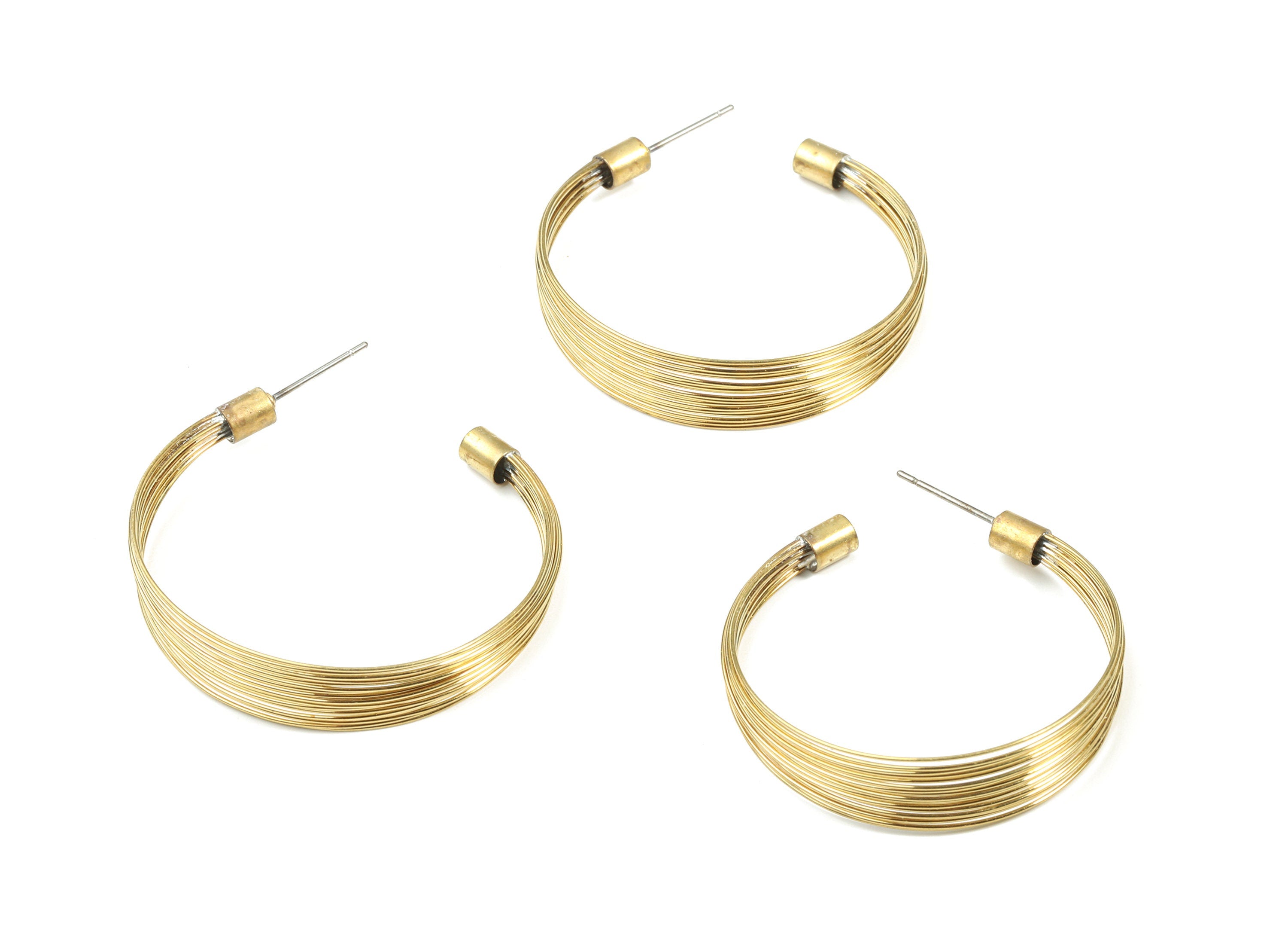 Brass Stud Open Hoop - Raw Brass C Earring Post - Ear Wires Earring Stud - Stainless Steel - Jewelry Supplies - 38.68x9.53x4.04mm - PP3288 - DOMEDBAZAAR