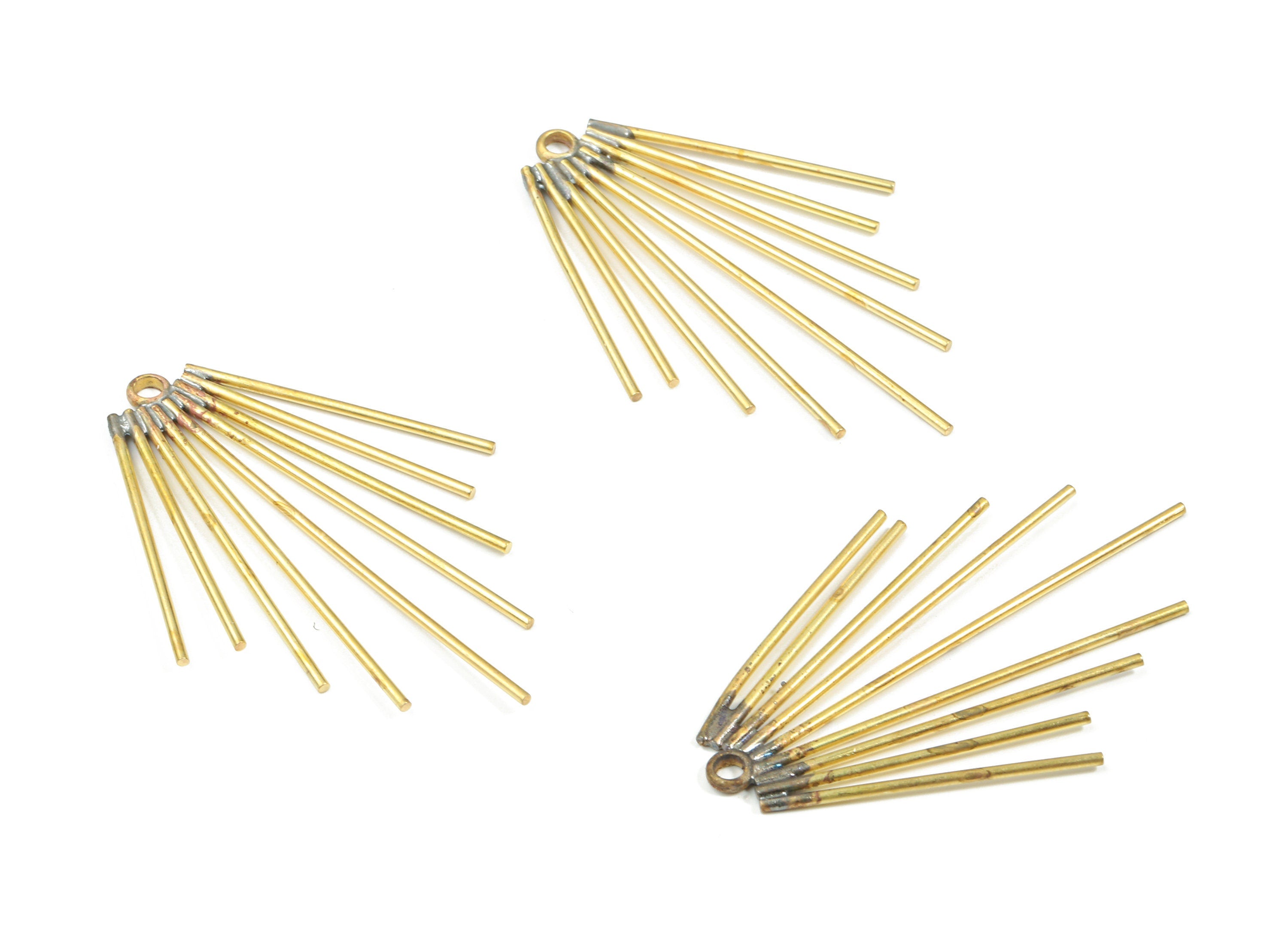 Brass Fringe Earring Charms - Raw Brass Fringe Pendant - Ear Wires Charm - Earring Findings - Jewelry Supplies - 43.47x30.97x1.3mm - PP3330 - DOMEDBAZAAR