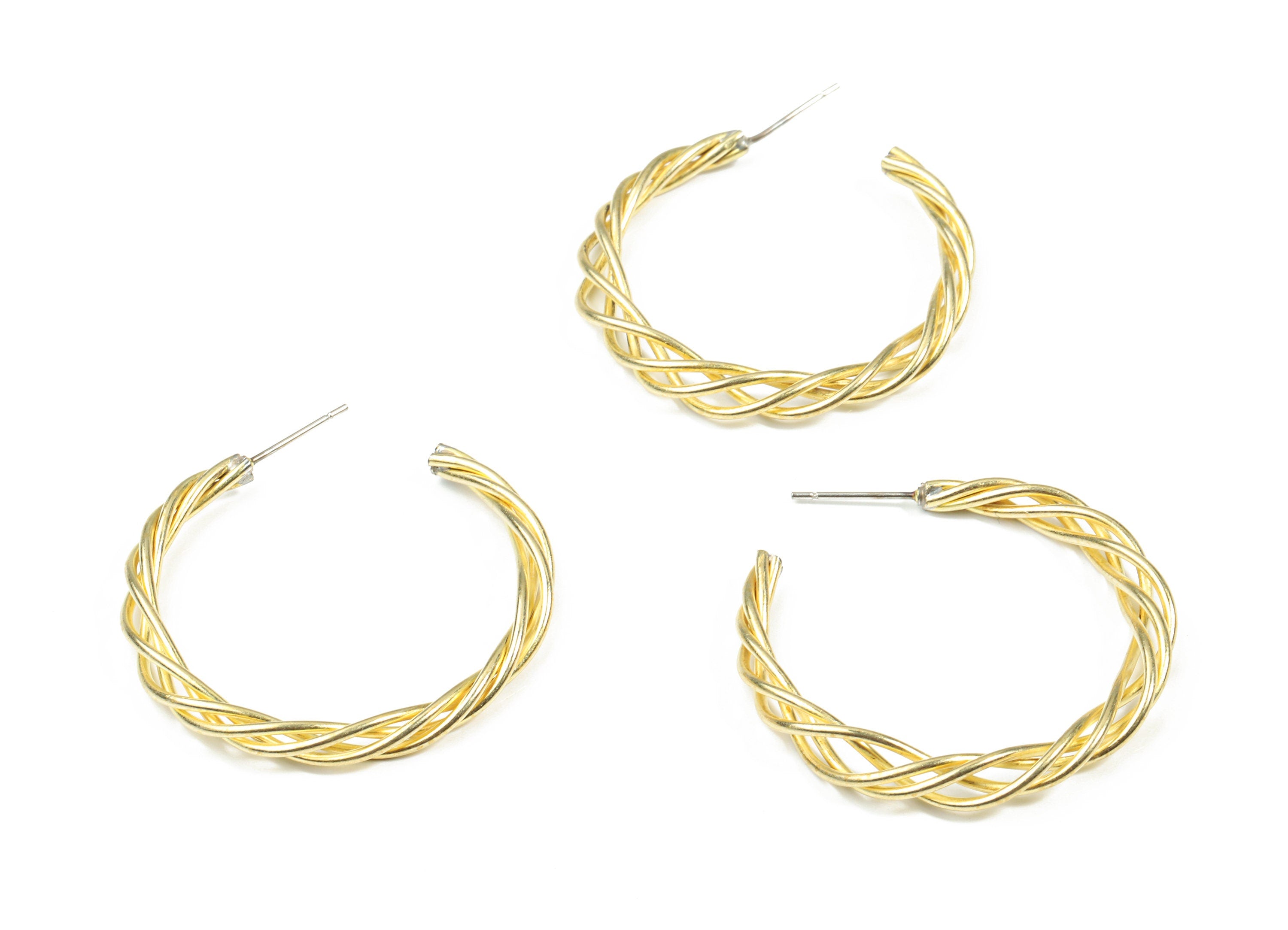 Brass Stud Open Hoop - Raw Brass Ear Wires Earring Post - C Earring Stud - Surgical Stud - Jewelry Supplies - 34.81x4.45x3.02mm - PP3281 - DOMEDBAZAAR
