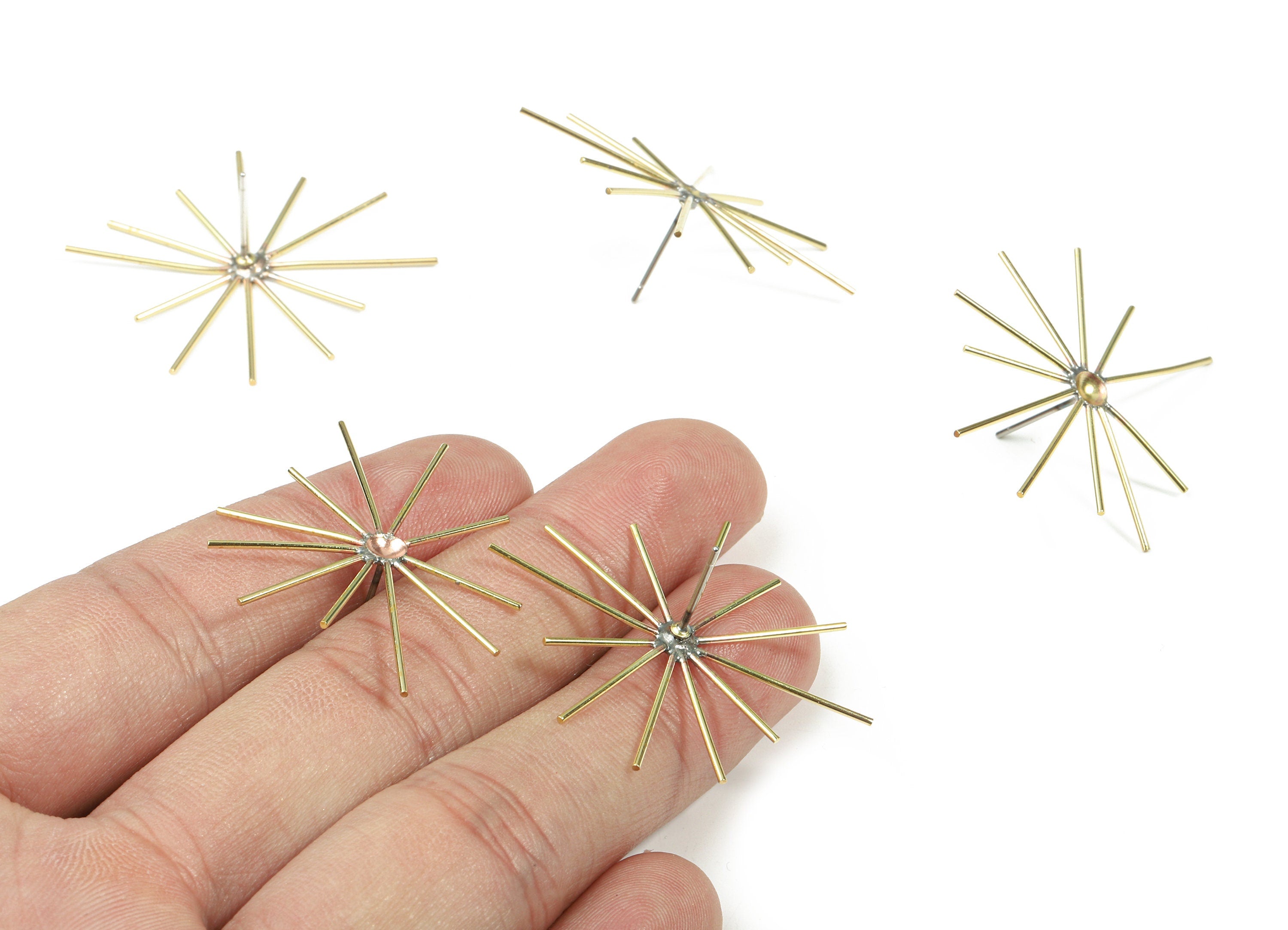 Brass Star Earring Stud - Raw Brass Wires Star Earring Post - Surgical Stud - Earring Post - Jewelry Supplies - 39.43x34.19x0.8mm - PP3310 - DOMEDBAZAAR