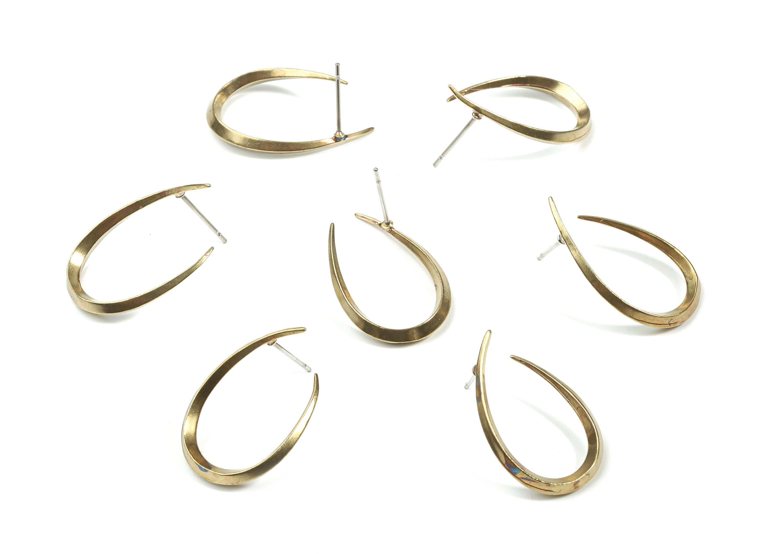 Brass Stud Wavy U Earring - Raw Brass Earring Post - Surgical Stud - Earring Post - Jewelry Supplies - 26.89x16.72x2.4mm - PP3298 - DOMEDBAZAAR