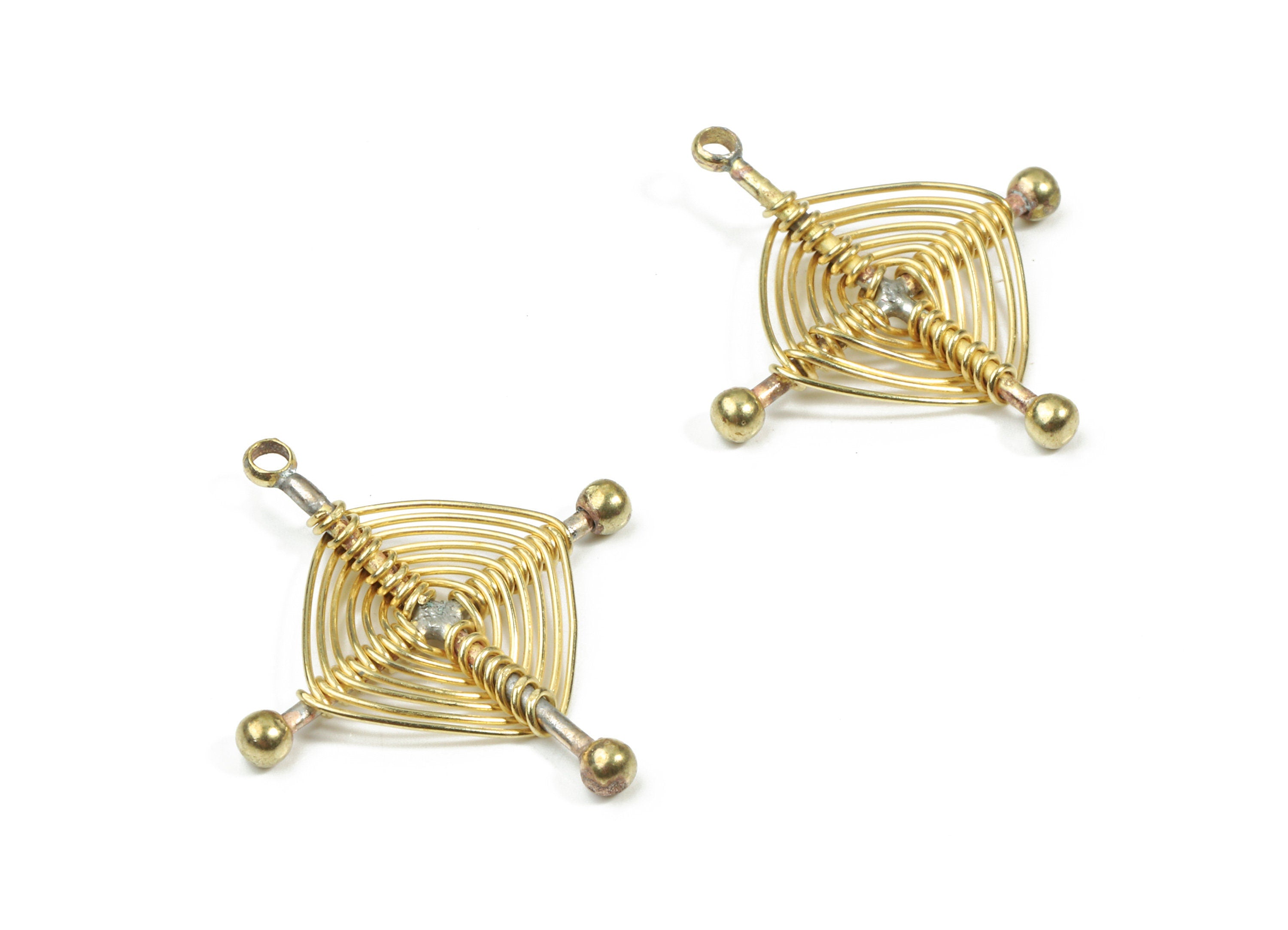 Brass Ear Wires Earring Charms - Raw Brass Ear Wires Pendant - Earring Findings - Jewelry Supplies - 23.3x21.58x4.47mm - PP3331 - DOMEDBAZAAR