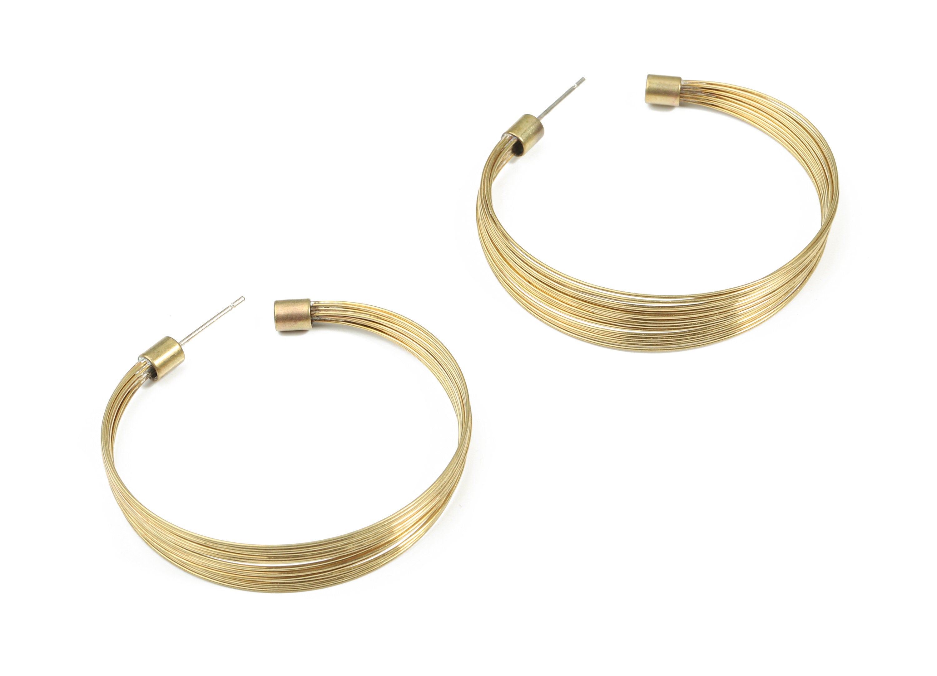 Brass Stud Open Hoop - Raw Brass C Earring Post - Ear Wires Earring Stud - Stainless Steel - Jewelry Supplies - 46.01x5.4x3.99mm - PP3327 - DOMEDBAZAAR