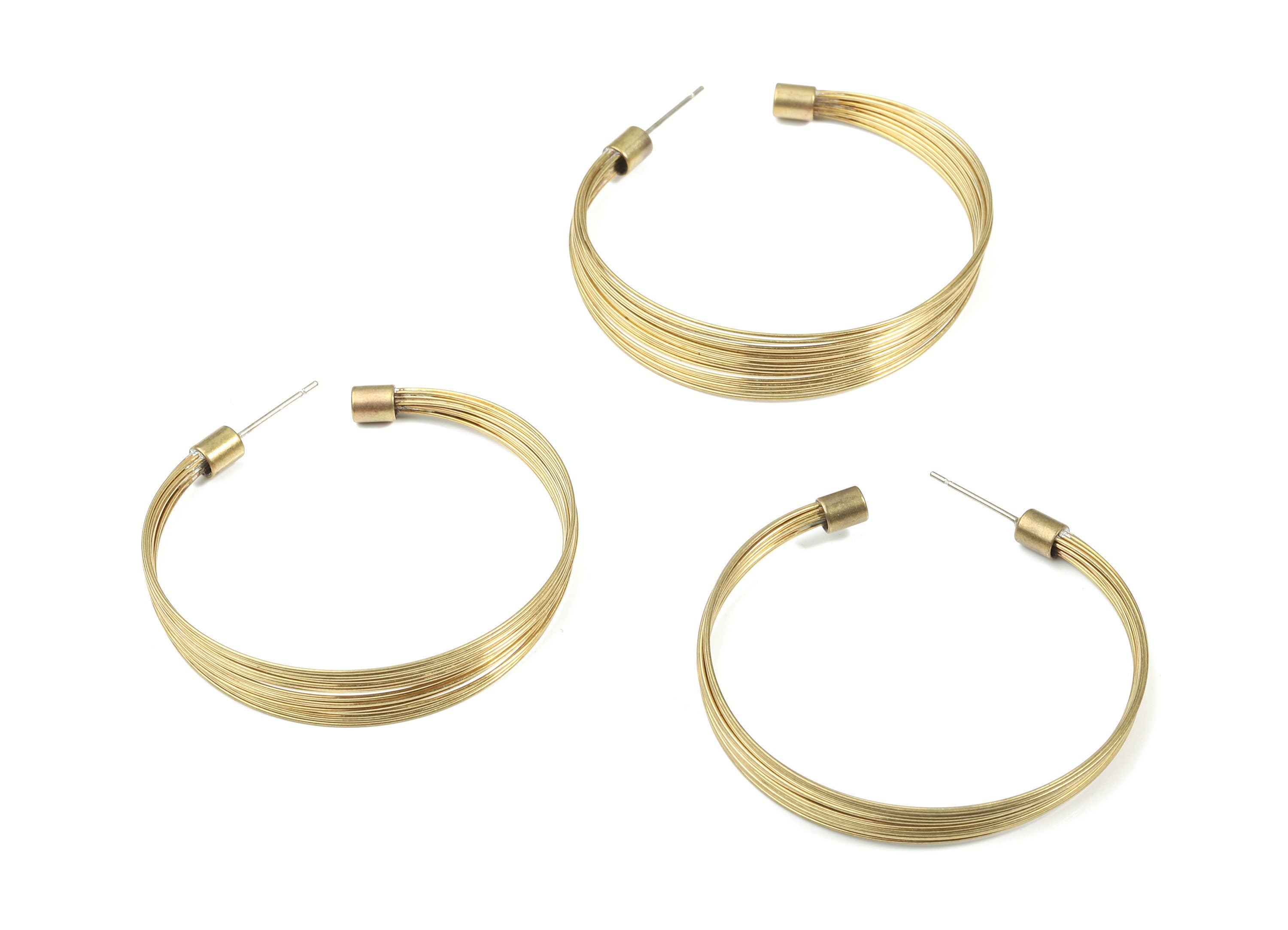Brass Stud Open Hoop - Raw Brass C Earring Post - Ear Wires Earring Stud - Stainless Steel - Jewelry Supplies - 46.01x5.4x3.99mm - PP3327 - DOMEDBAZAAR