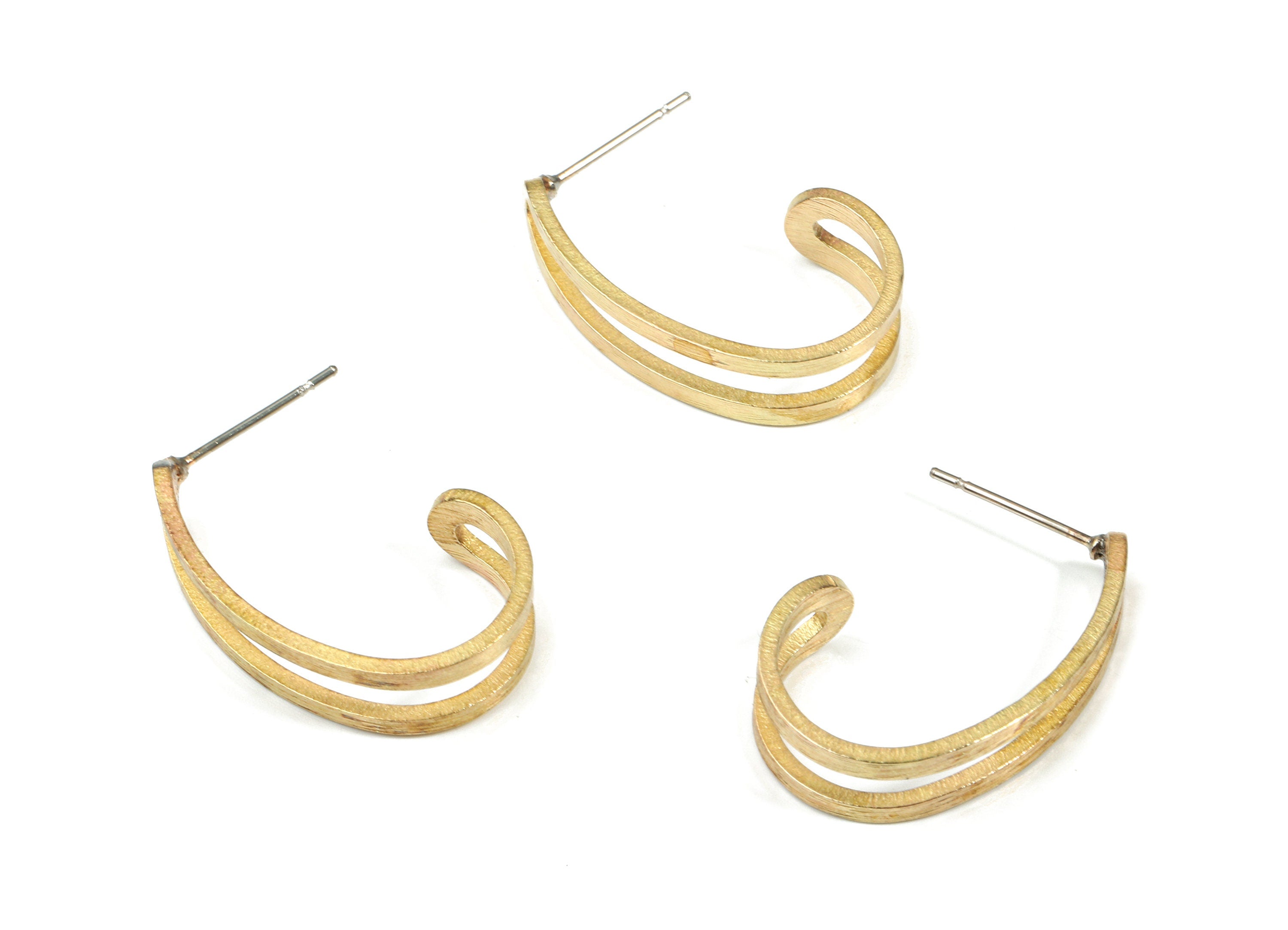 Brass J Earring Stud - Raw Brass Textured Earring Post - Surgical Stud - Earring Post - Jewelry Supplies - 26.46x6.07x1.37mm - PP3283 - DOMEDBAZAAR