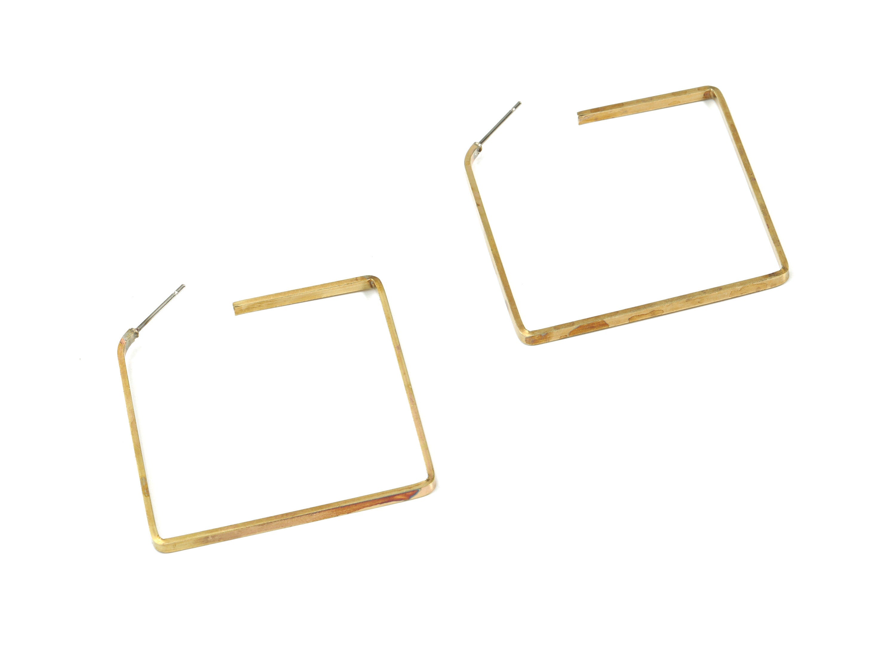 Brass Open Square Earring Stud - Raw Brass Square Earring Post - Surgical Stud - Earring Post - Jewelry Supplies - 40.1x1.98x0.97mm - PP3338 - DOMEDBAZAAR