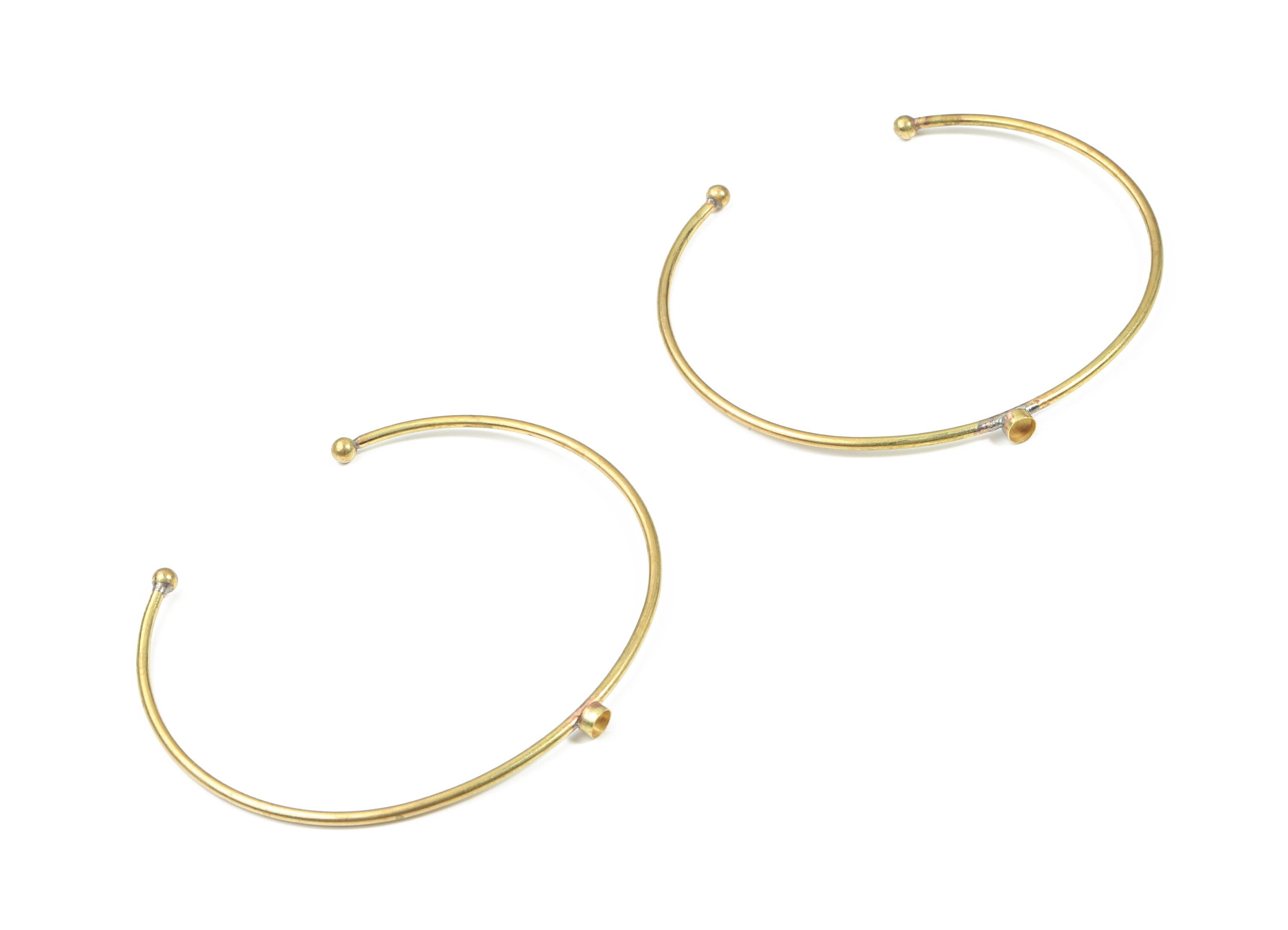 Brass Wire Bangle - Raw Brass Bracelet - Brass Bracelet For #30 Natural Bead  - Jewelry Supplies - Pad:3.3mm - 57.26x3.6x3.32mm - PP3325 - DOMEDBAZAAR