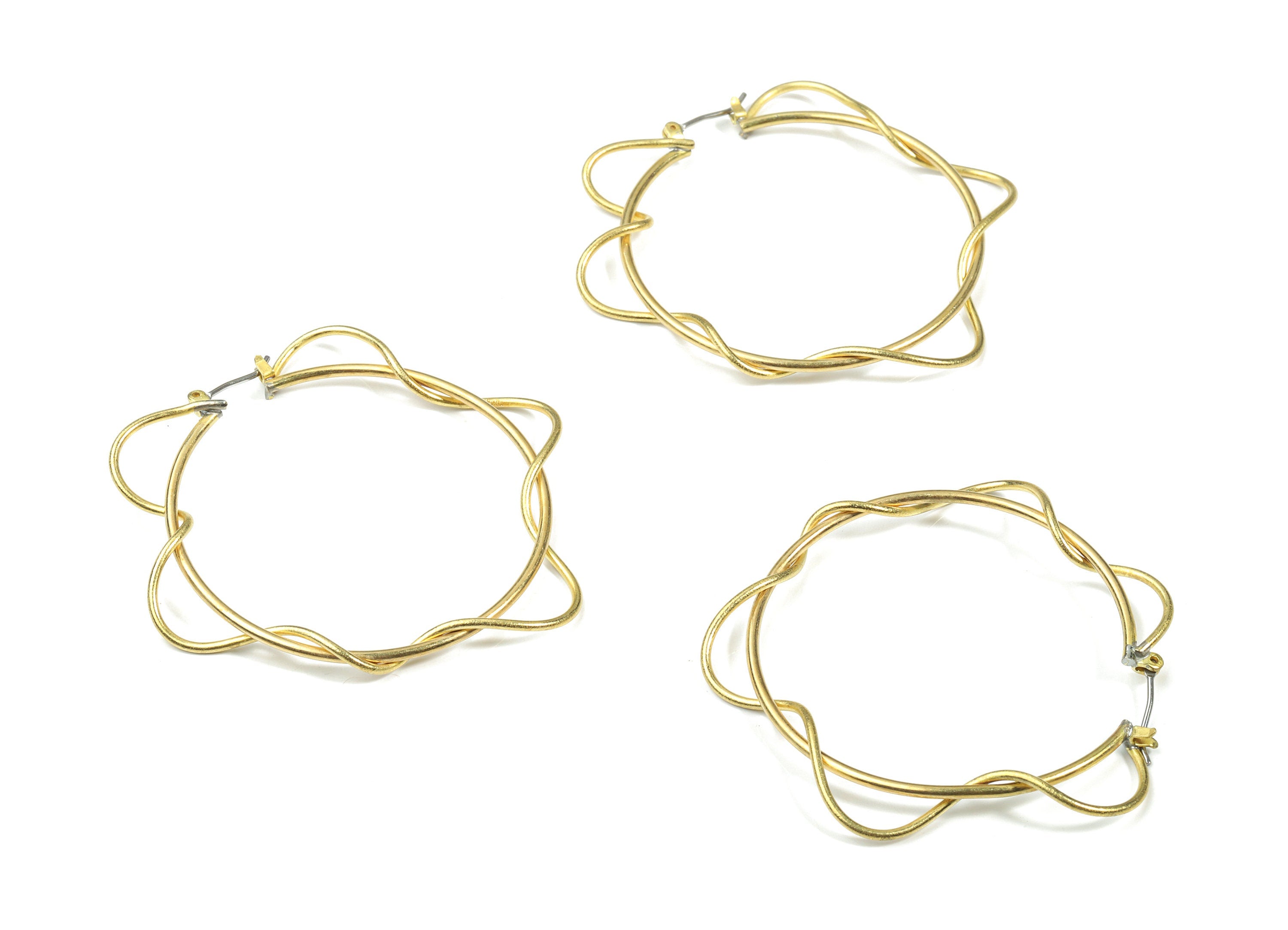 Brass Stud Hoop - Raw Brass Circle Earring - Ear Wires Braid Earring - Stainless Steel - Jewelry Supplies - 50.95x8.84x2.99mm - PP3287 - DOMEDBAZAAR