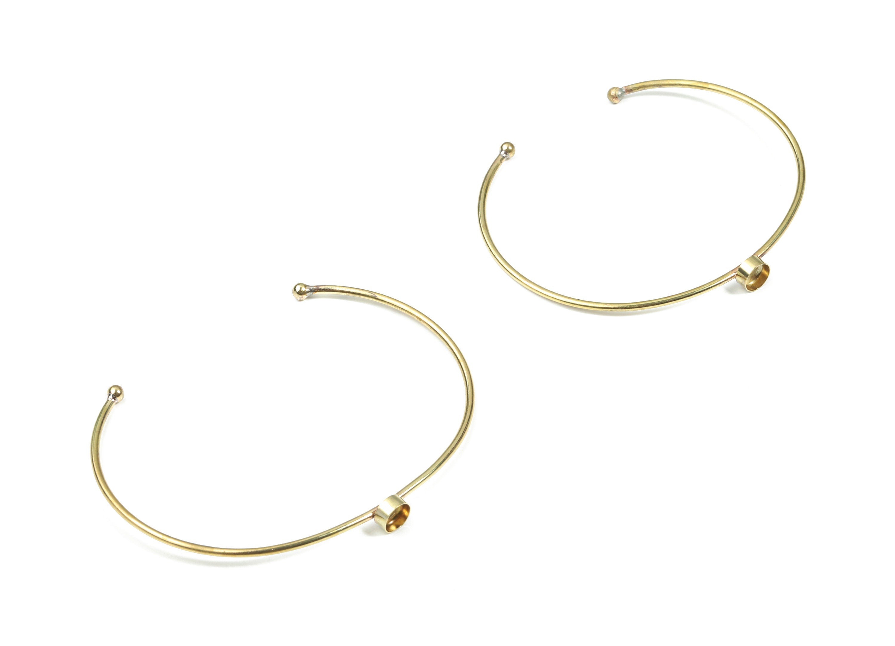 Brass Wire Bangle - Raw Brass Bracelet - Brass Bracelet For #40 Natural Bead  - Jewelry Supplies - 5.3mm Pad - 58.36x5.92x4.11mm - PP3325-1 - DOMEDBAZAAR
