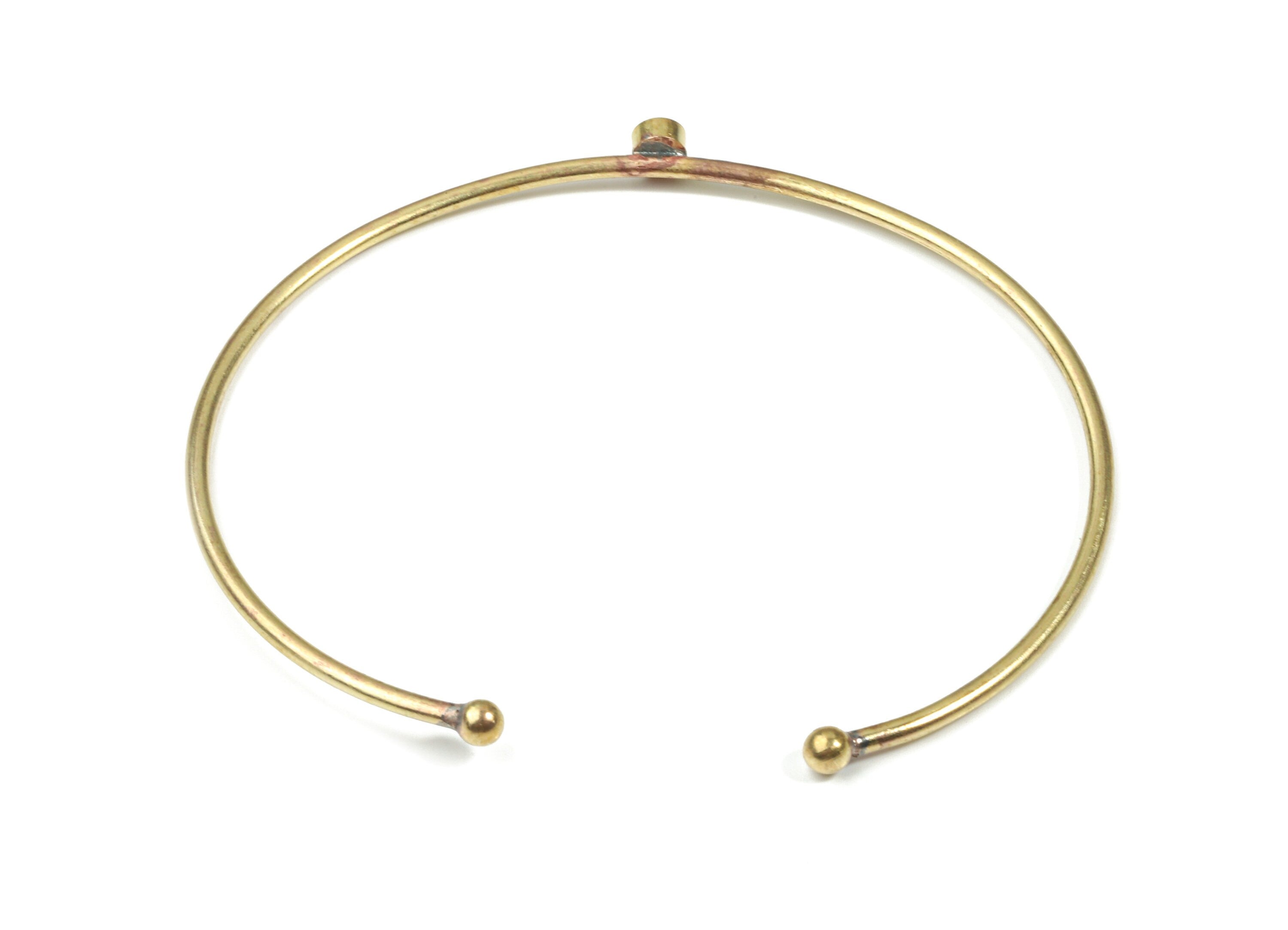 Brass Wire Bangle - Raw Brass Bracelet - Brass Bracelet For #30 Natural Bead  - Jewelry Supplies - Pad:3.3mm - 59.61x3.5x3.49mm - PP3325-3 - DOMEDBAZAAR