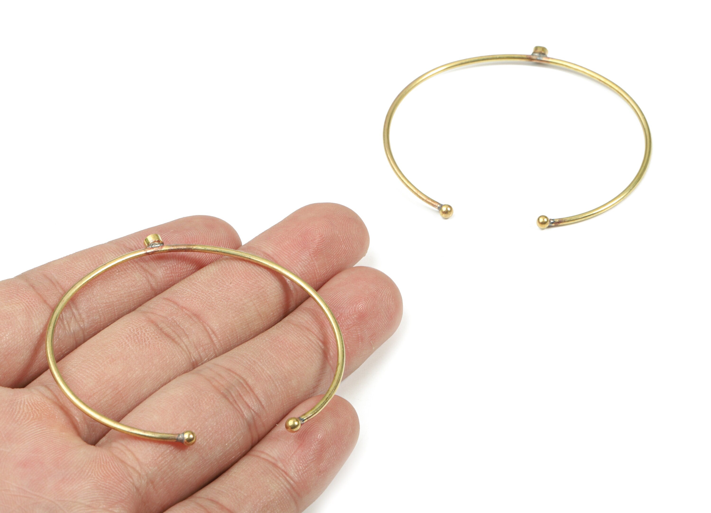 Brass Wire Bangle - Raw Brass Bracelet - Brass Bracelet For #30 Natural Bead  - Jewelry Supplies - Pad:3.3mm - 59.61x3.5x3.49mm - PP3325-3 - DOMEDBAZAAR