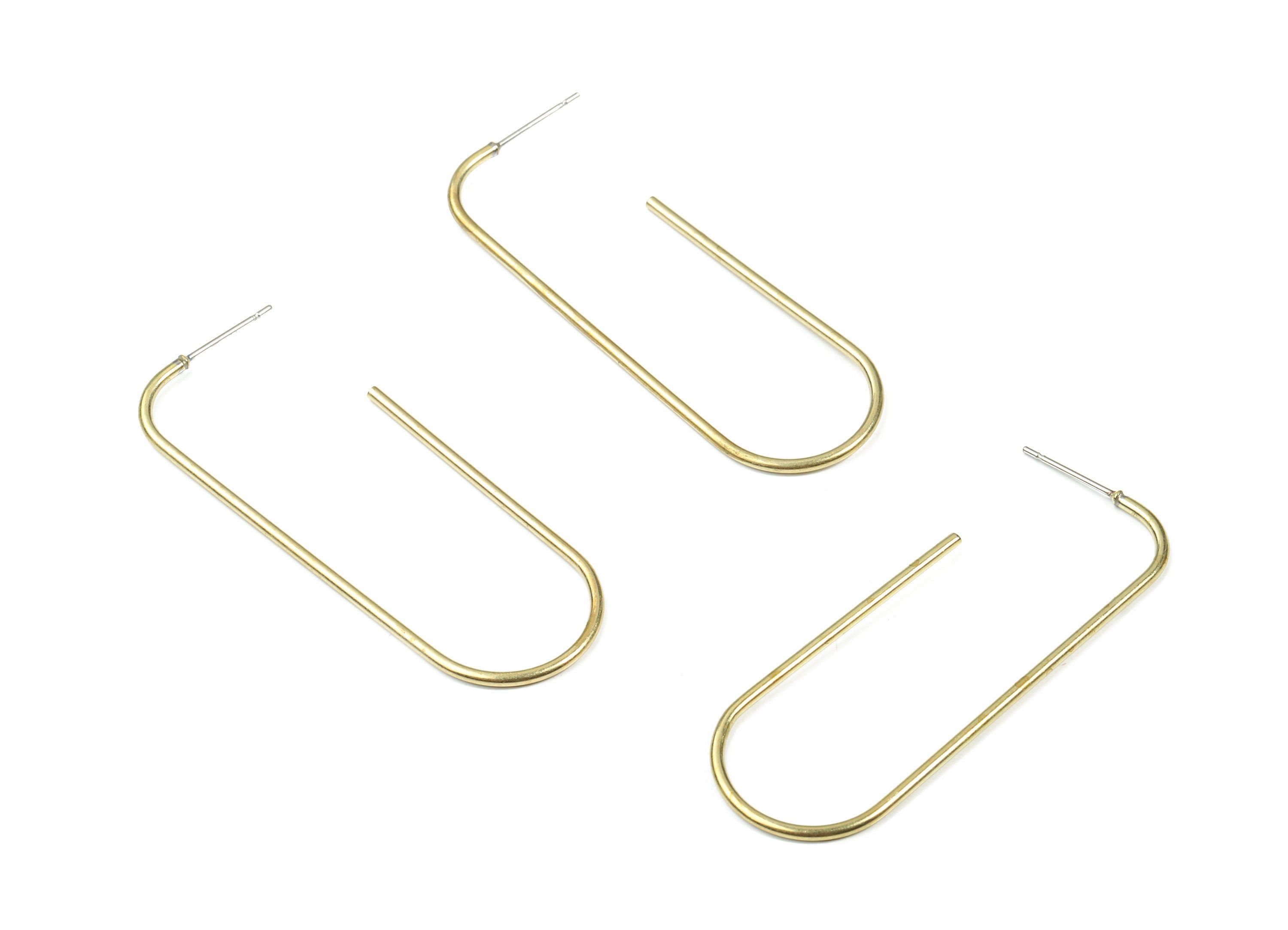 Brass Geometric Earring Stud - Raw Brass Ear Wire Post - Surgical Stud - Earring Post - Jewelry Supplies - 56.5x19.8x1.49mm - PP3339 - DOMEDBAZAAR
