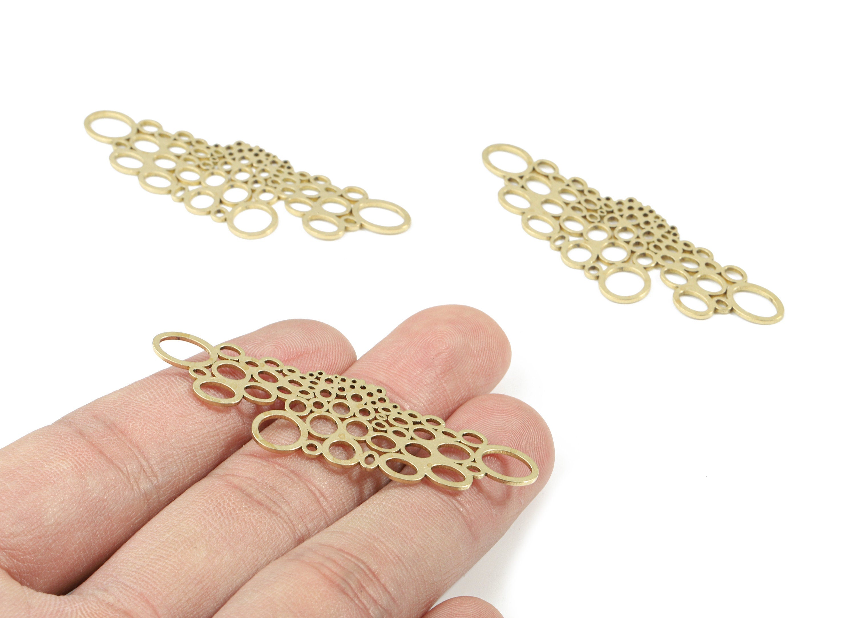Brass Mini Circles Earring Charms - Raw Brass Mini Balloons Pendant - Earring Findings - Jewelry Supplies - 55.93x17.62x0.81mm - PP3351 - DOMEDBAZAAR