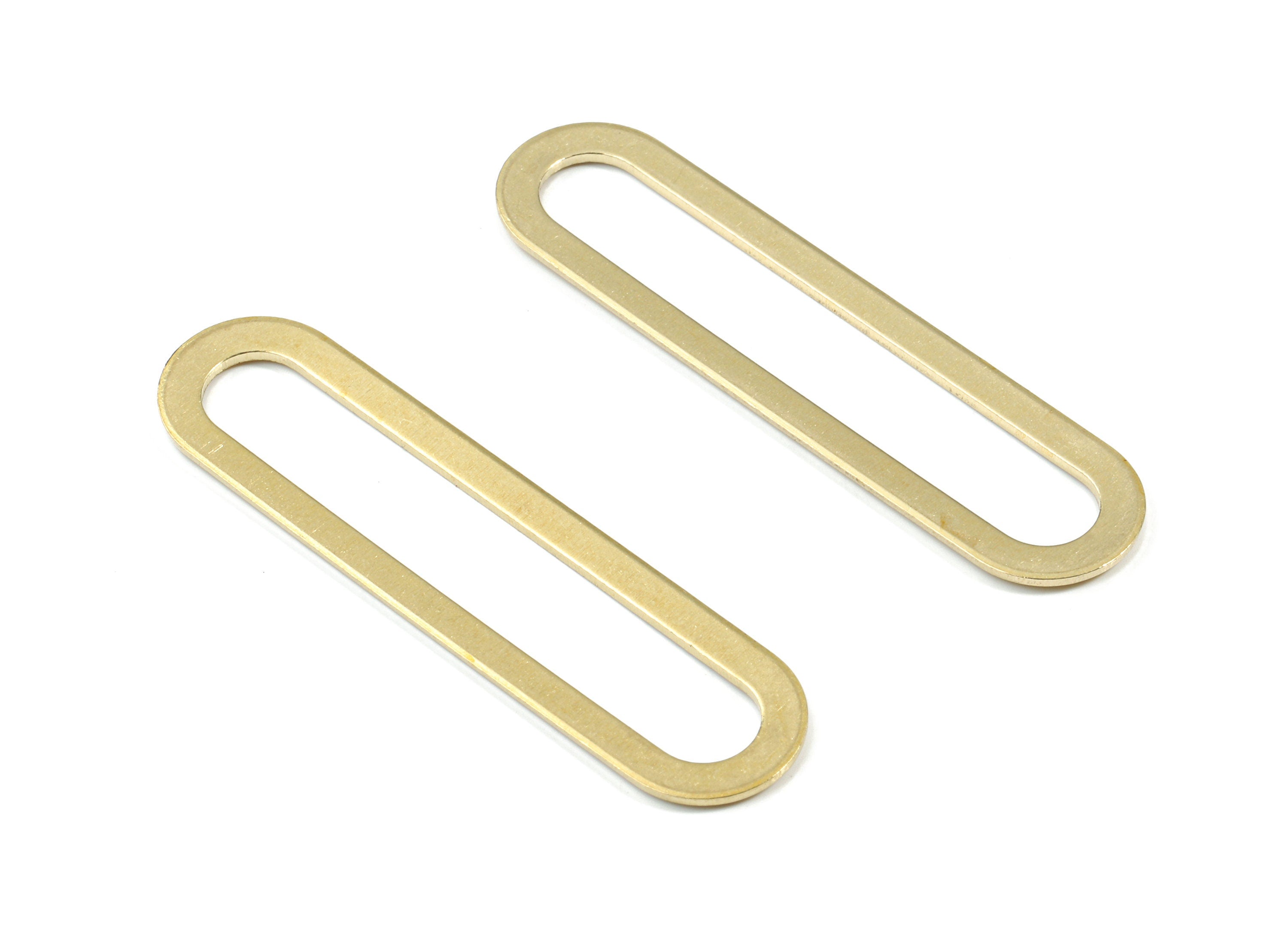 Brass Long Oval Earring Charms - Raw Brass Long Oval Pendant - Earring Findings - Jewelry Supplies - 44.02x11.06x0.86mm - PP3347 - DOMEDBAZAAR