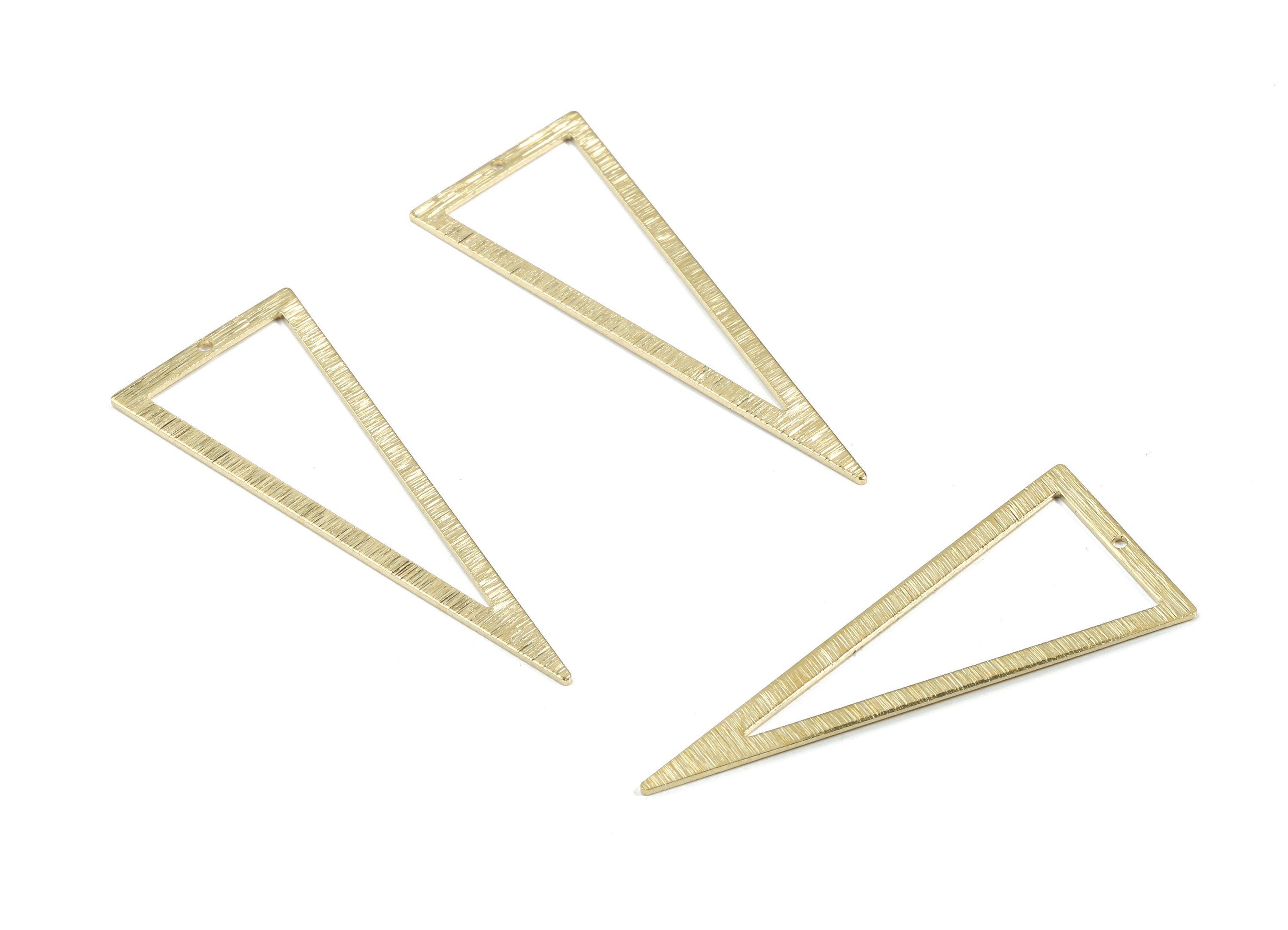 Brass Triangle Ring - Raw Brass Triangle Earring Charm - Textured Brass Triangle Connector - Jewelry Supplies - 49.74x19.97x0.85mm - PP3358 - DOMEDBAZAAR