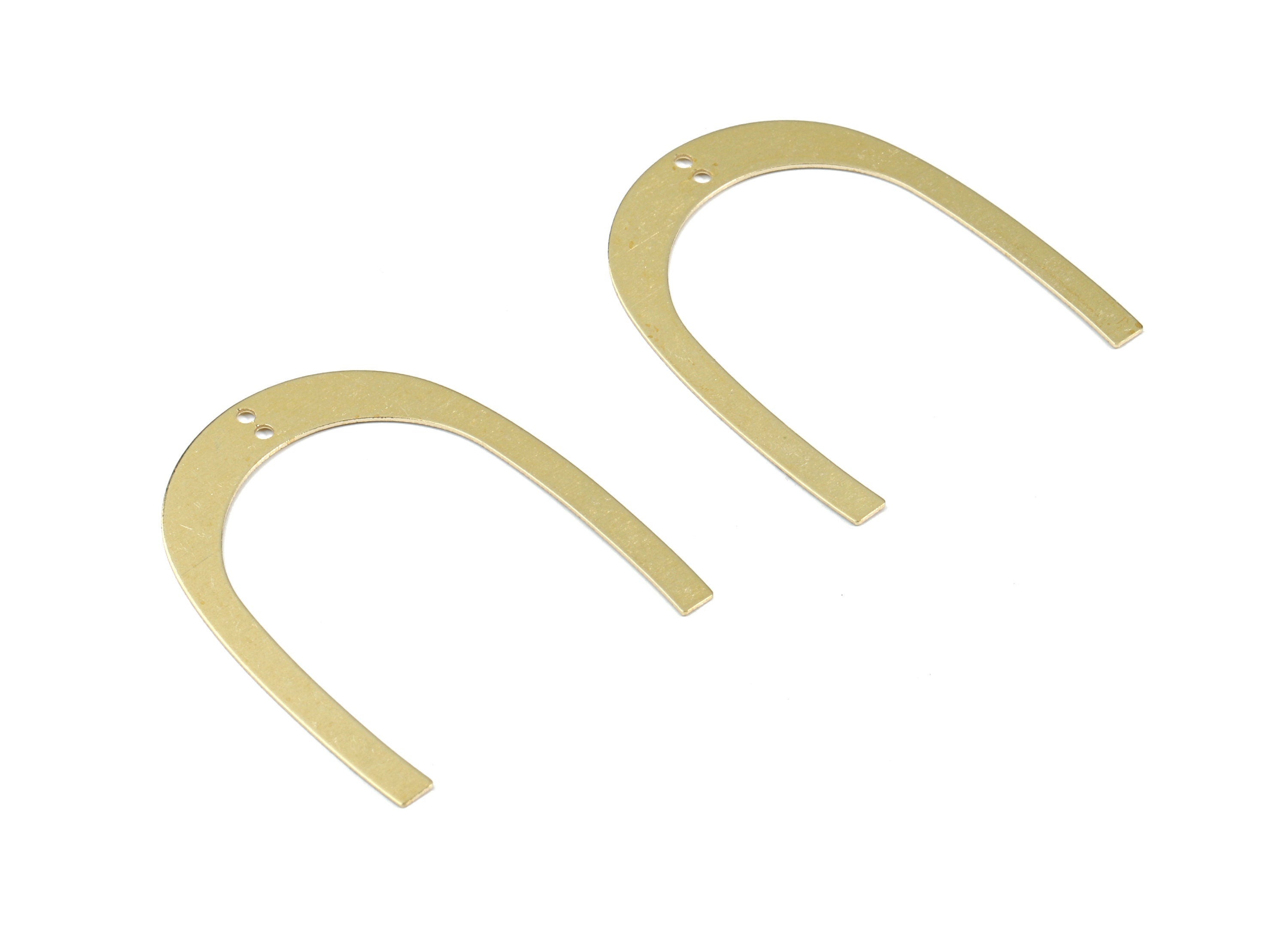 Brass U Earring Connector - Raw Brass U Connector - 2 Hole - Earring Findings - Jewelry Supplies - 41.62x34.92x0.56mm - PP3359 - DOMEDBAZAAR