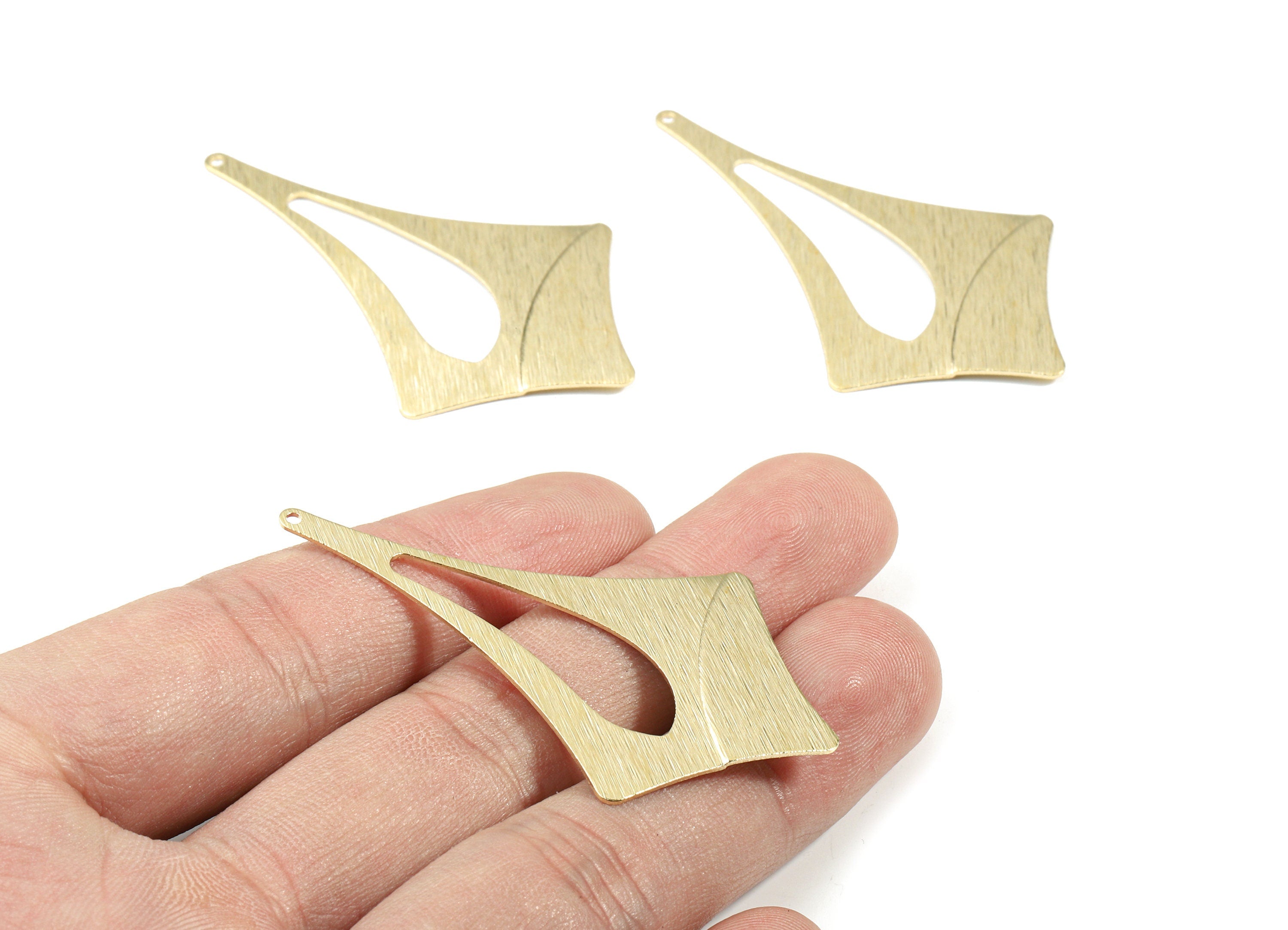 Brass Leaf Drop Earring Charms - Raw Brass Textured Drop Pendant - Earring Findings - Jewelry Supplies - 55.81x32.7x0.99mm - PP3365 - DOMEDBAZAAR