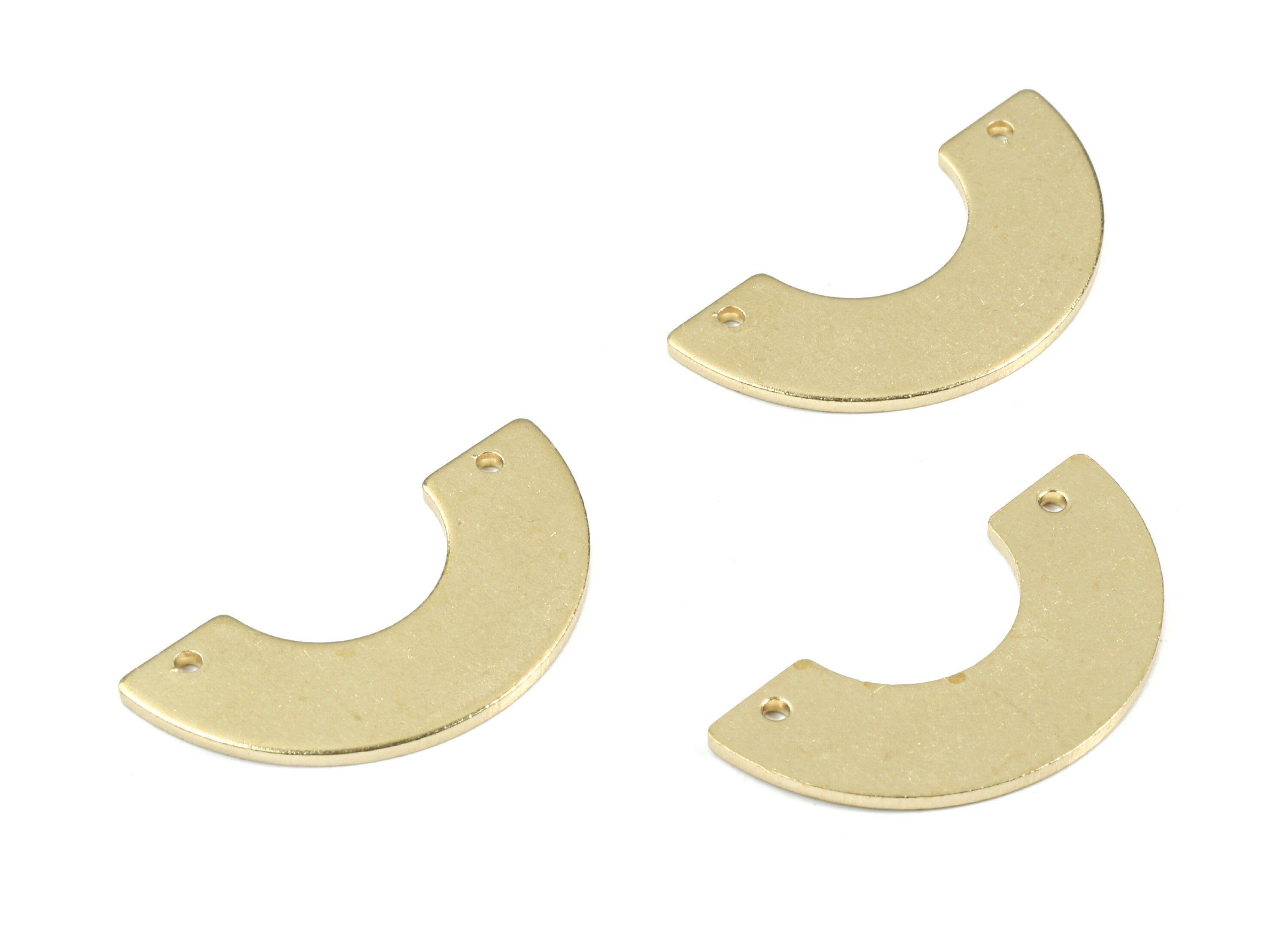 Brass Semi Circle Earring Connector - Raw Brass Half Moon Necklace Connector - Brass 2 Hole Connector - 29.95x15.04x1.21mm - PP3375 - DOMEDBAZAAR
